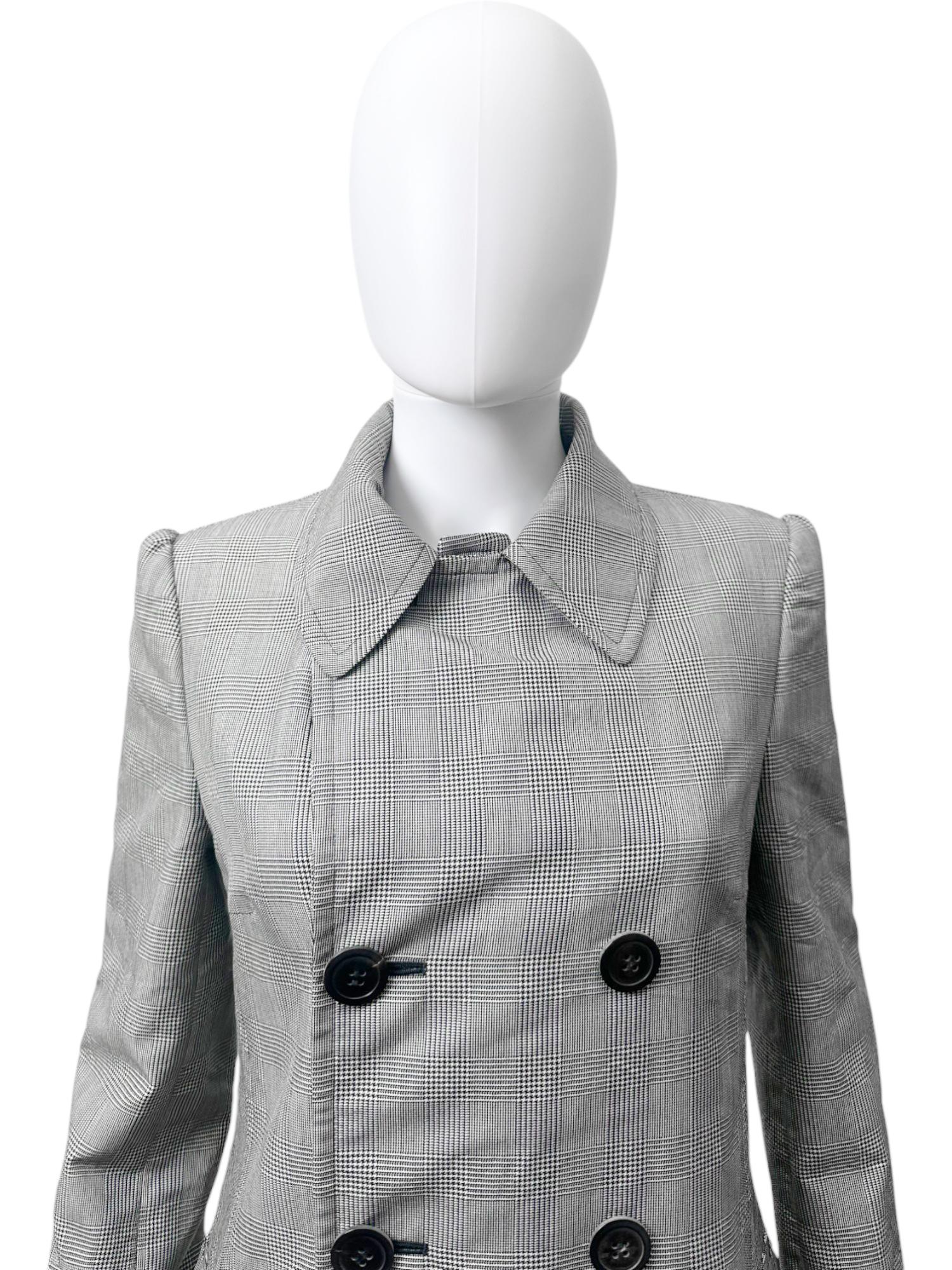 Junya Watanabe A/W 2009 Abrigo de tartán gris de doble botonadura en venta 3