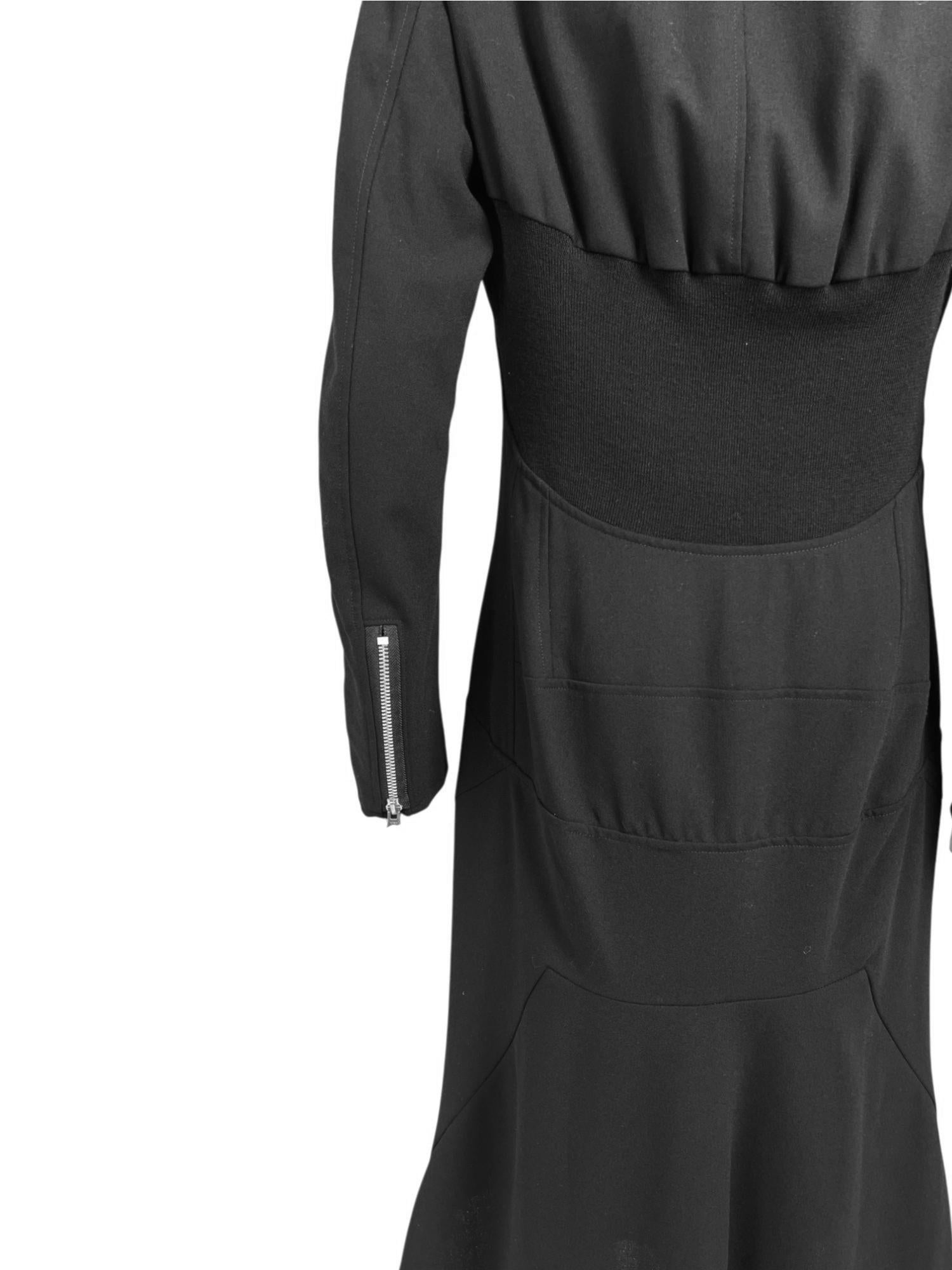 Junya Watanabe  A/W 2013 Biker Langjacke aus schwarzer Wolle im Angebot 5