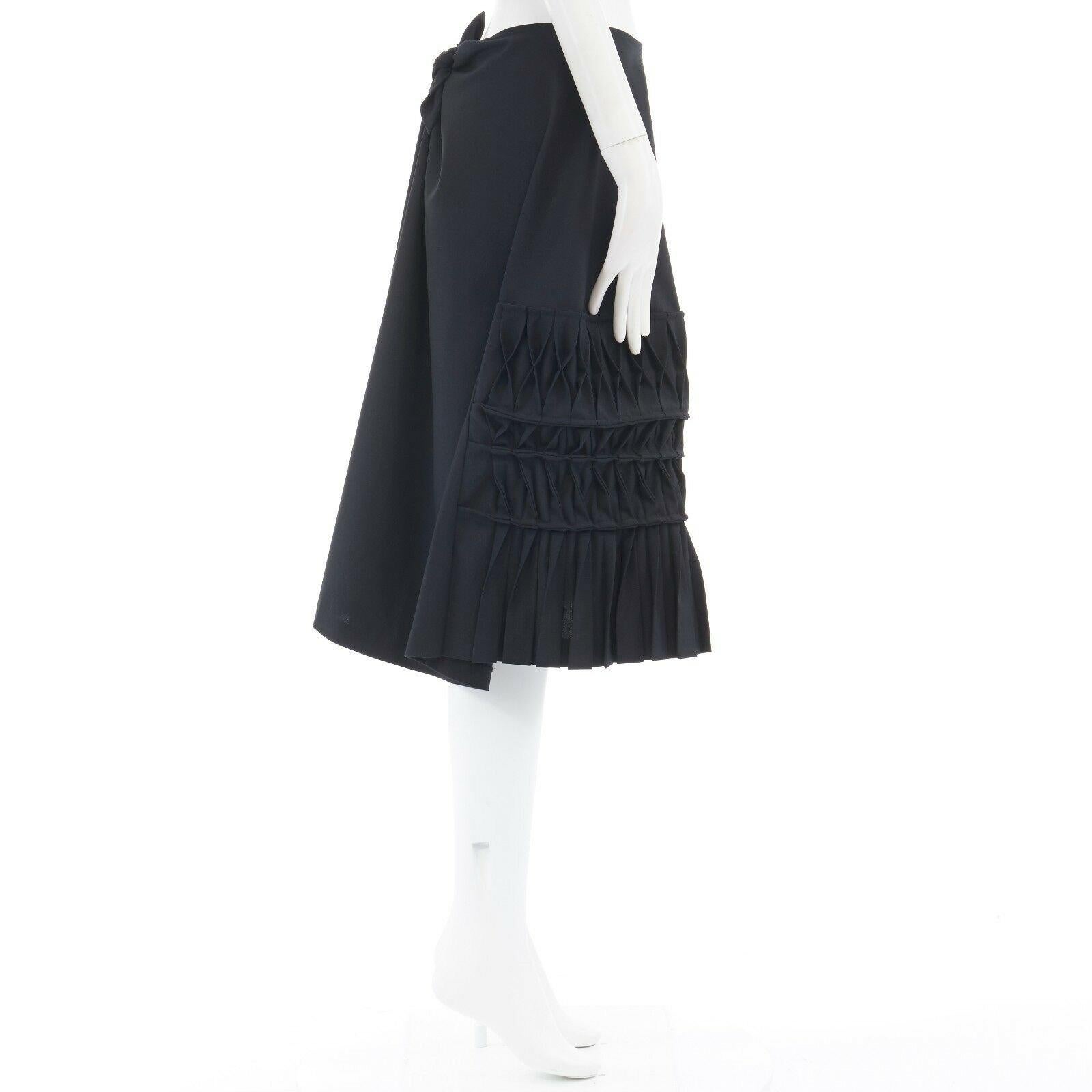 Black JUNYA WATANABE AD1998 black wool blend origami pleated front wrap tie skirt For Sale