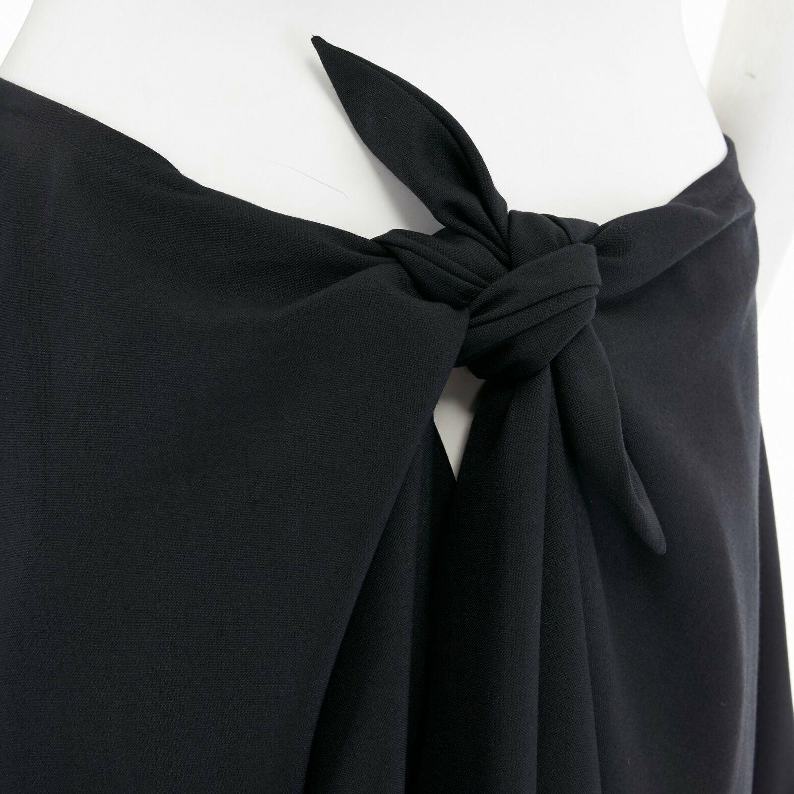 JUNYA WATANABE AD1998 black wool blend origami pleated front wrap tie skirt For Sale 1