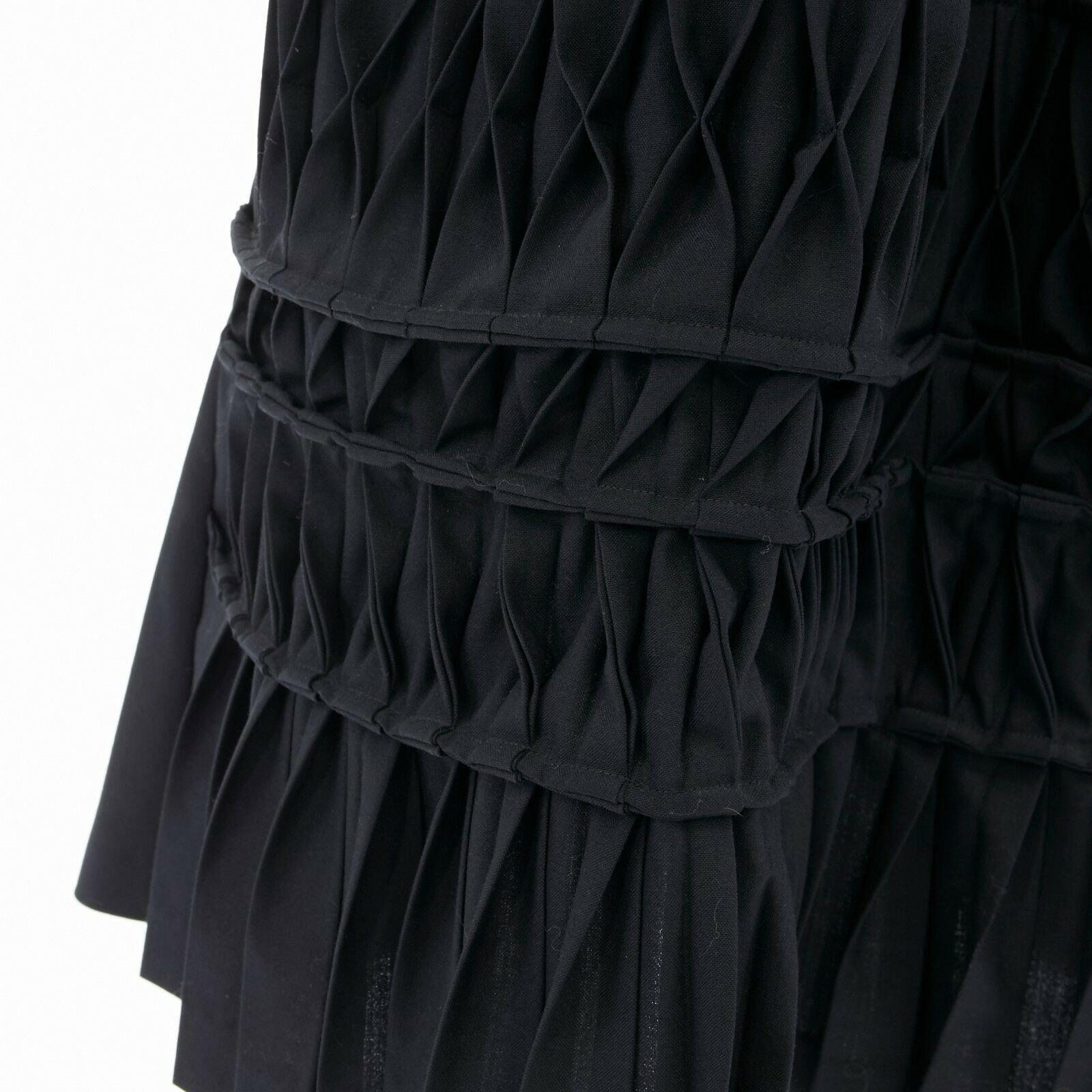 JUNYA WATANABE AD1998 black wool blend origami pleated front wrap tie skirt For Sale 2