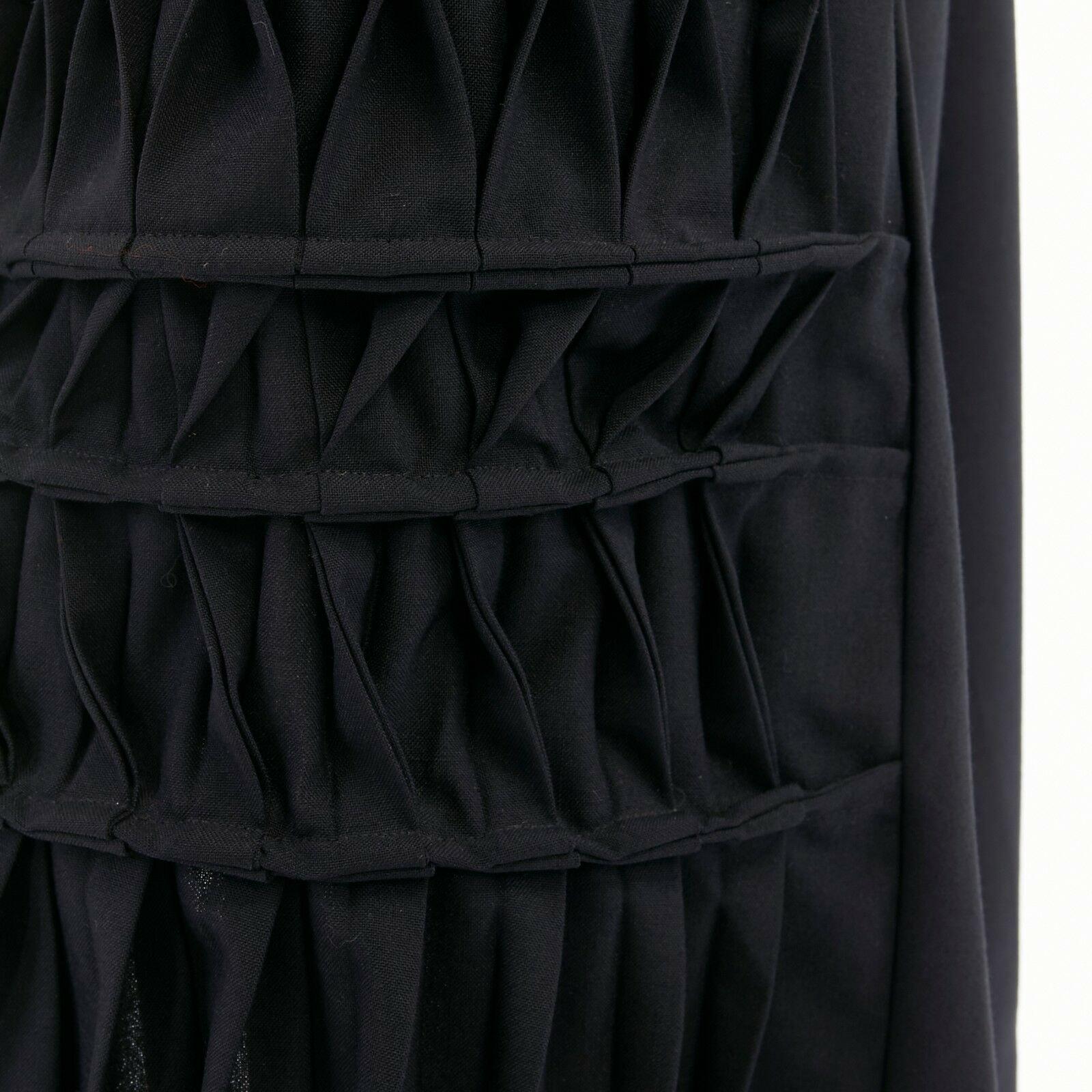 JUNYA WATANABE AD1998 black wool blend origami pleated front wrap tie skirt For Sale 3