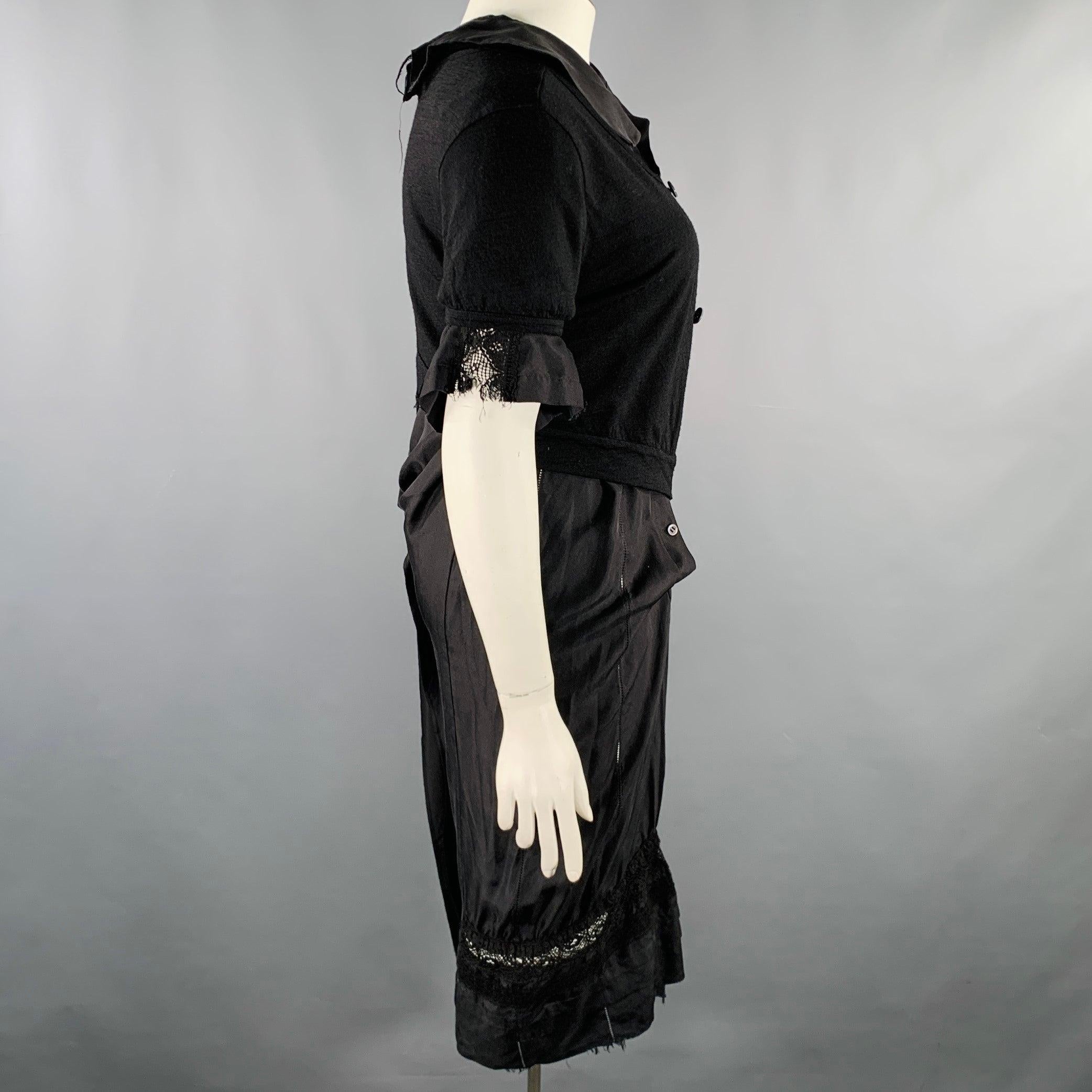 JUNYA WATANABE AW 2007 Size L Black Asymmetrical Short Sleeve Cardigan Dress In Excellent Condition In San Francisco, CA