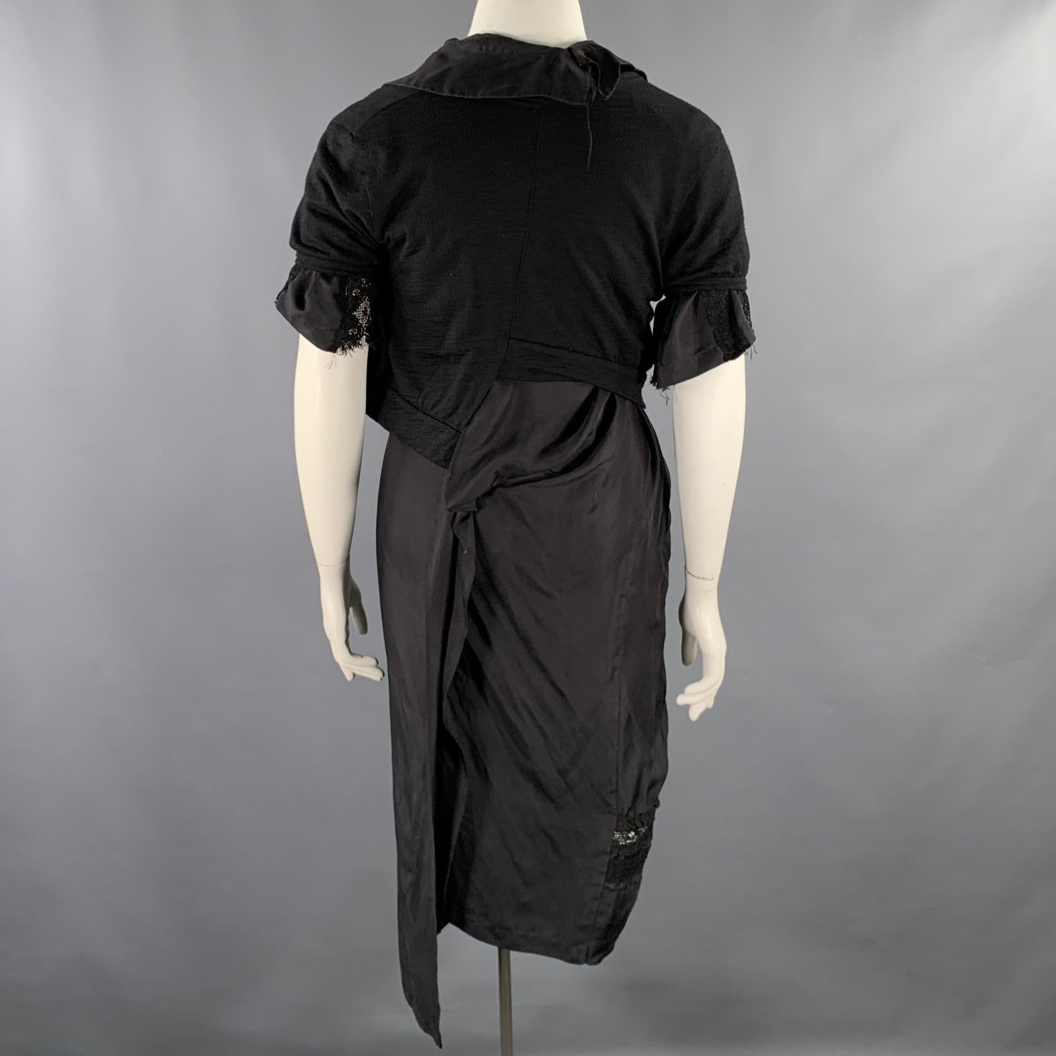 Women's JUNYA WATANABE AW 2007 Size L Black Asymmetrical Short Sleeve Cardigan Dress