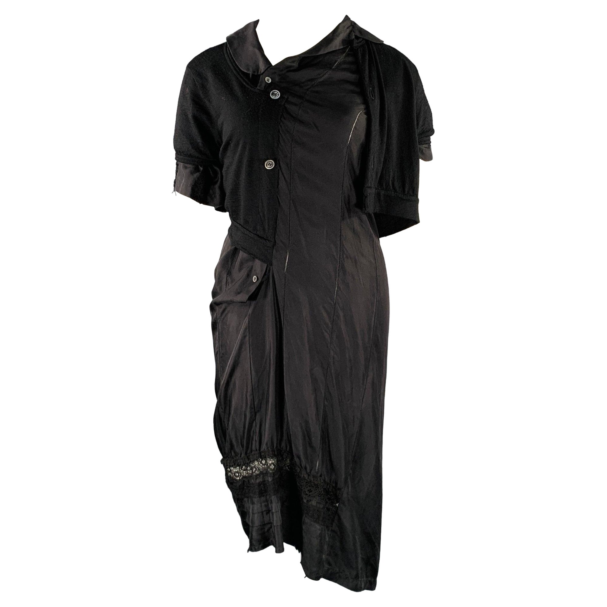 JUNYA WATANABE AW 2007 Size L Black Asymmetrical Short Sleeve Cardigan Dress