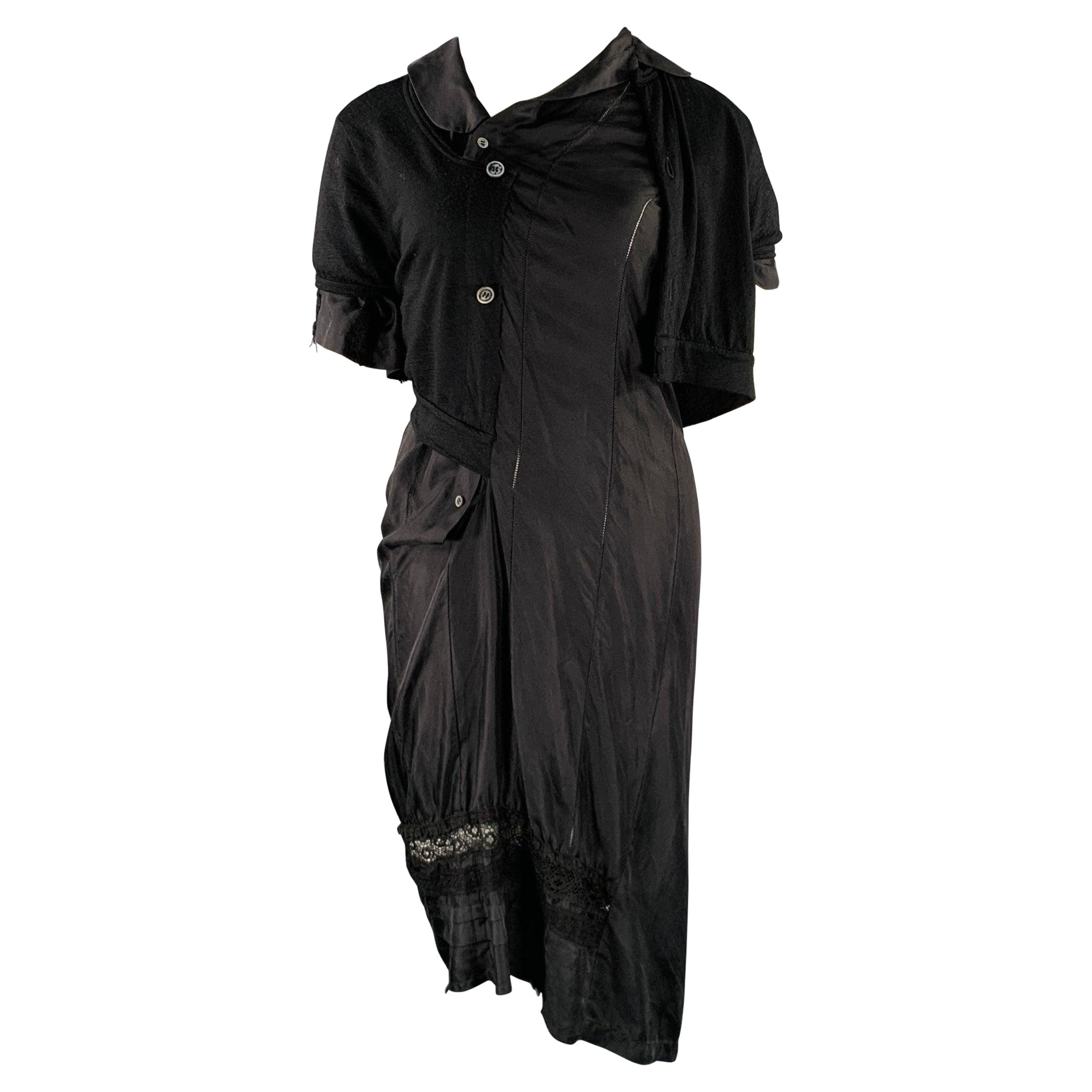 JUNYA WATANABE AW 2007 Size L Black Asymmetrical Short Sleeve Cardigan Dress