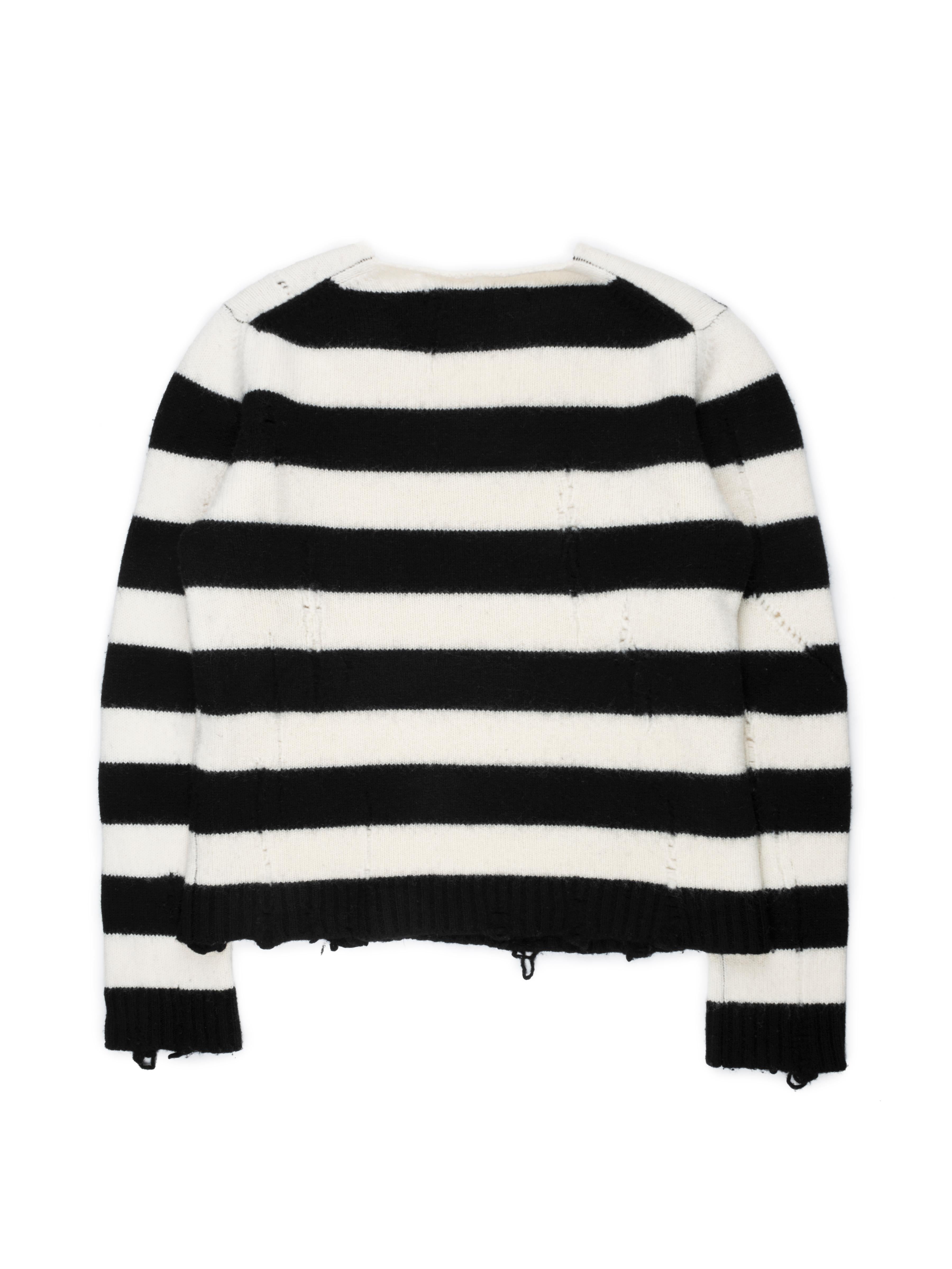 Junya Watanabe, gestreifter Pullover im Used-Look, AW2014 (Beige)