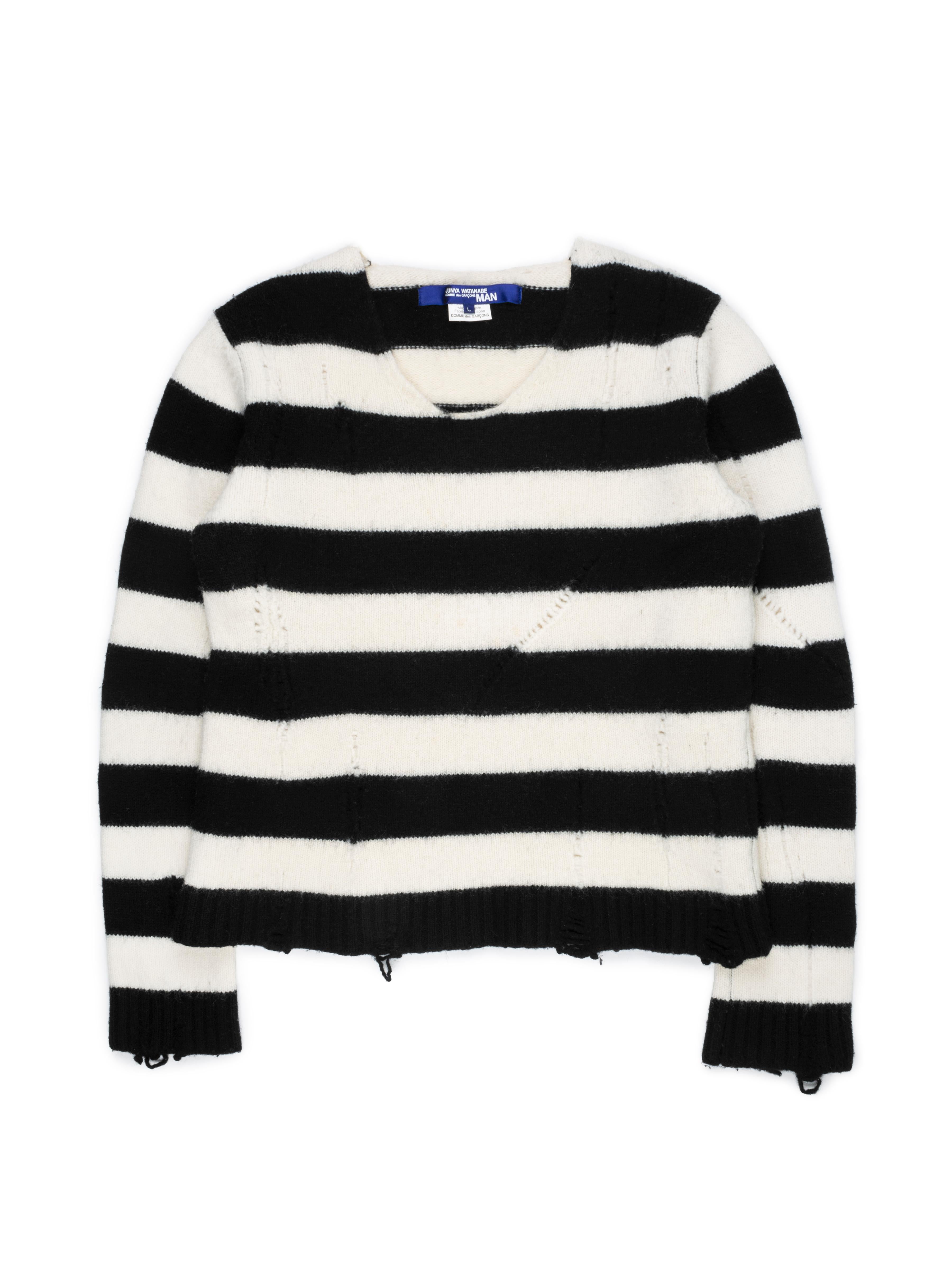 Junya Watanabe, gestreifter Pullover im Used-Look, AW2014 im Zustand „Gut“ in Beverly Hills, CA