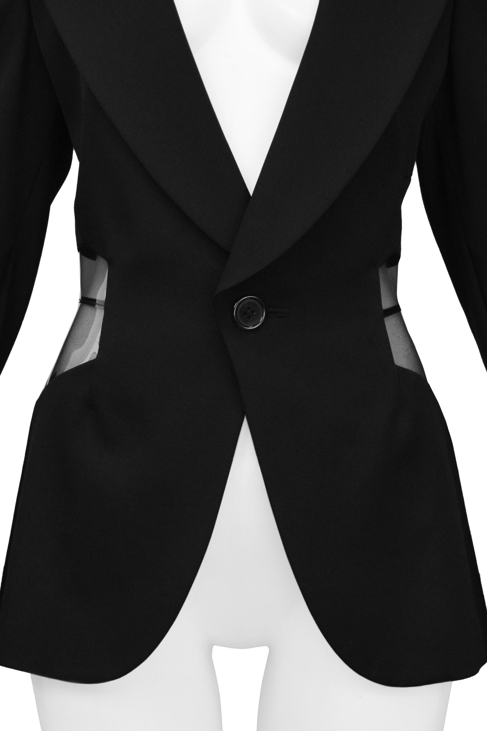 Nero Junya Watanabe Blazer nero con inserti in vinile 2005 in vendita
