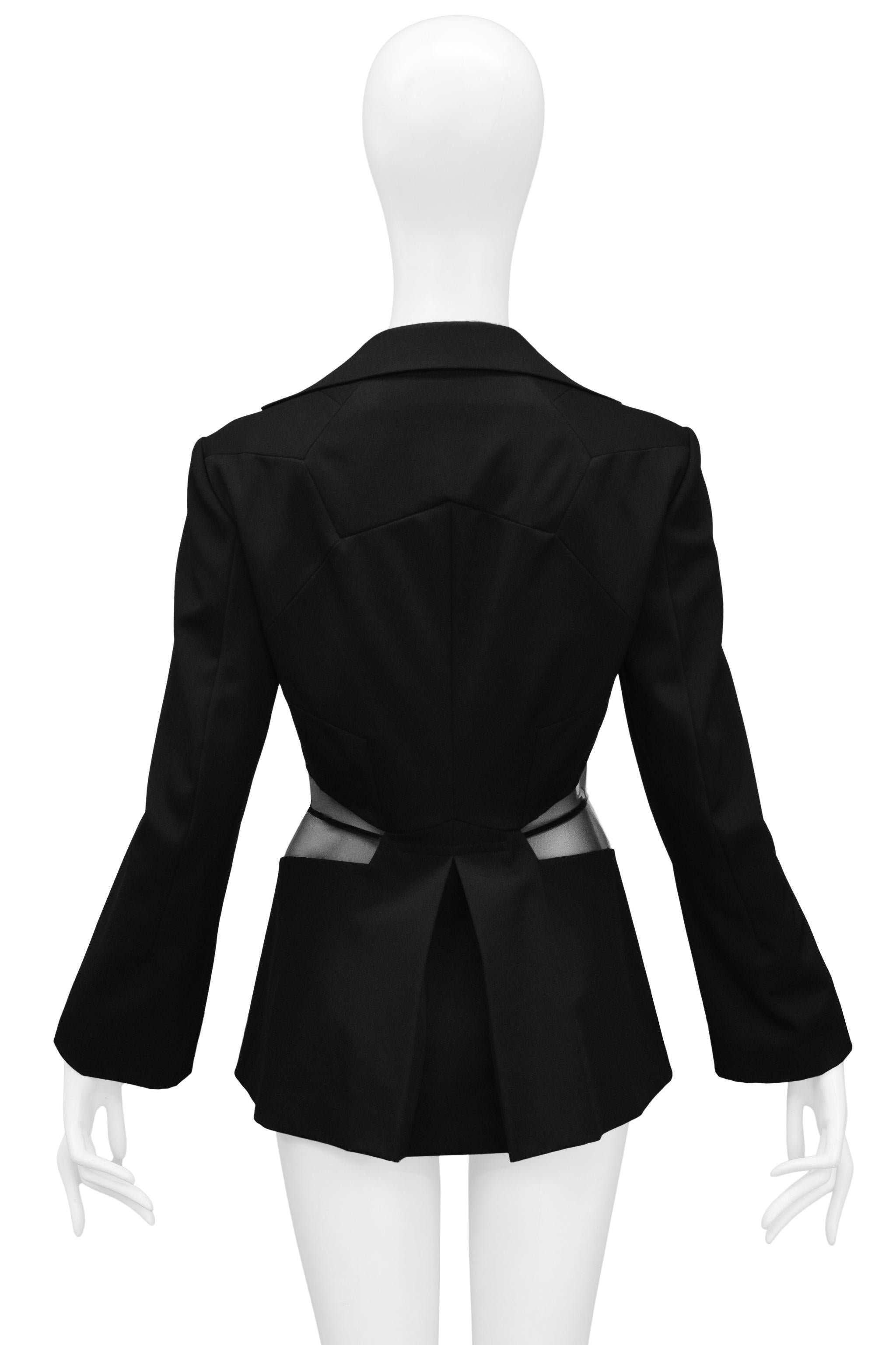 Junya Watanabe Schwarzer Blazer mit Vinyl-Einsätzen 2005 Damen im Angebot