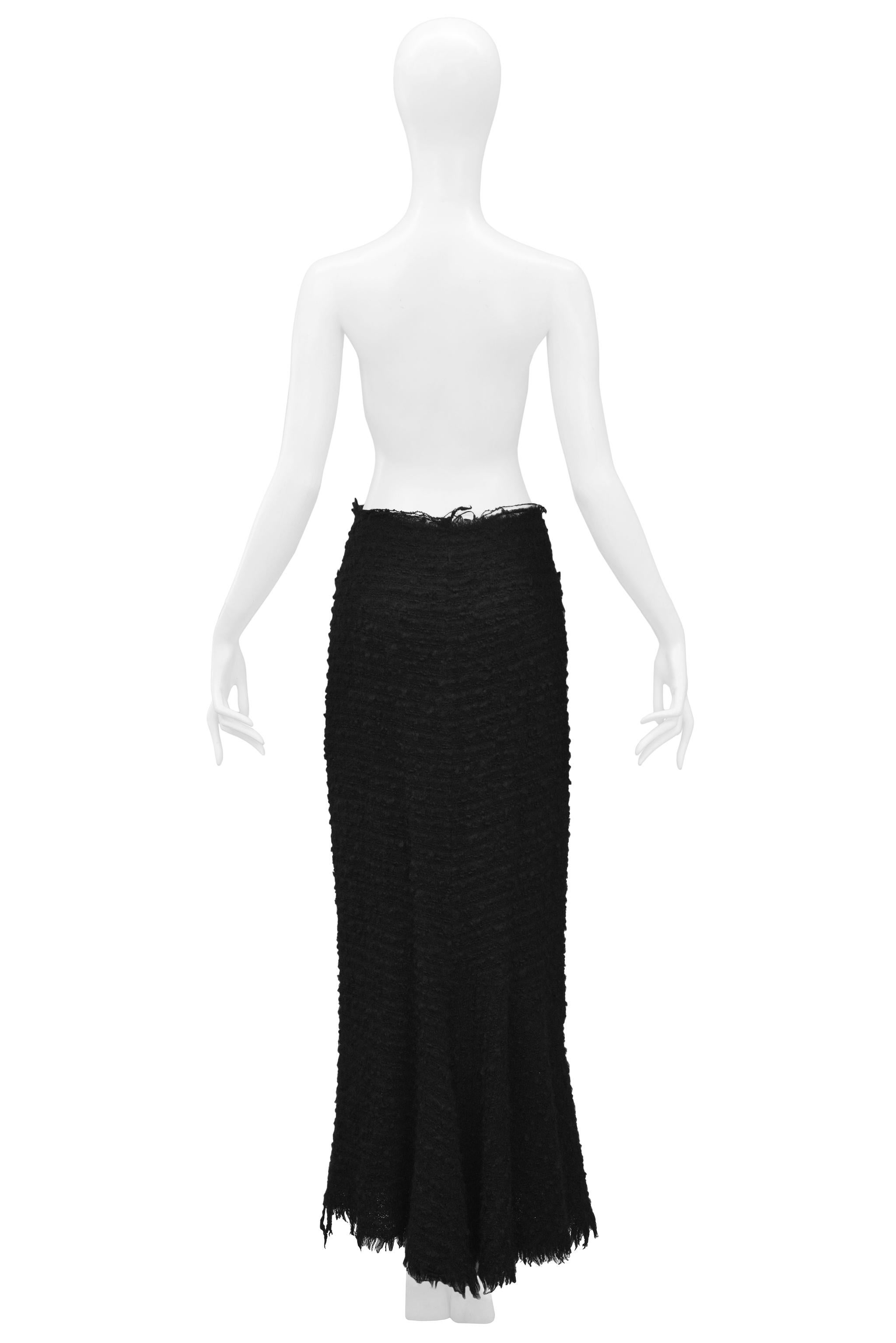 Women's Junya Watanabe Black Boucle Maxi Skirt With Raw Edges For Sale