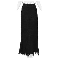 Junya Watanabe Black Boucle Maxi Skirt With Raw Edges