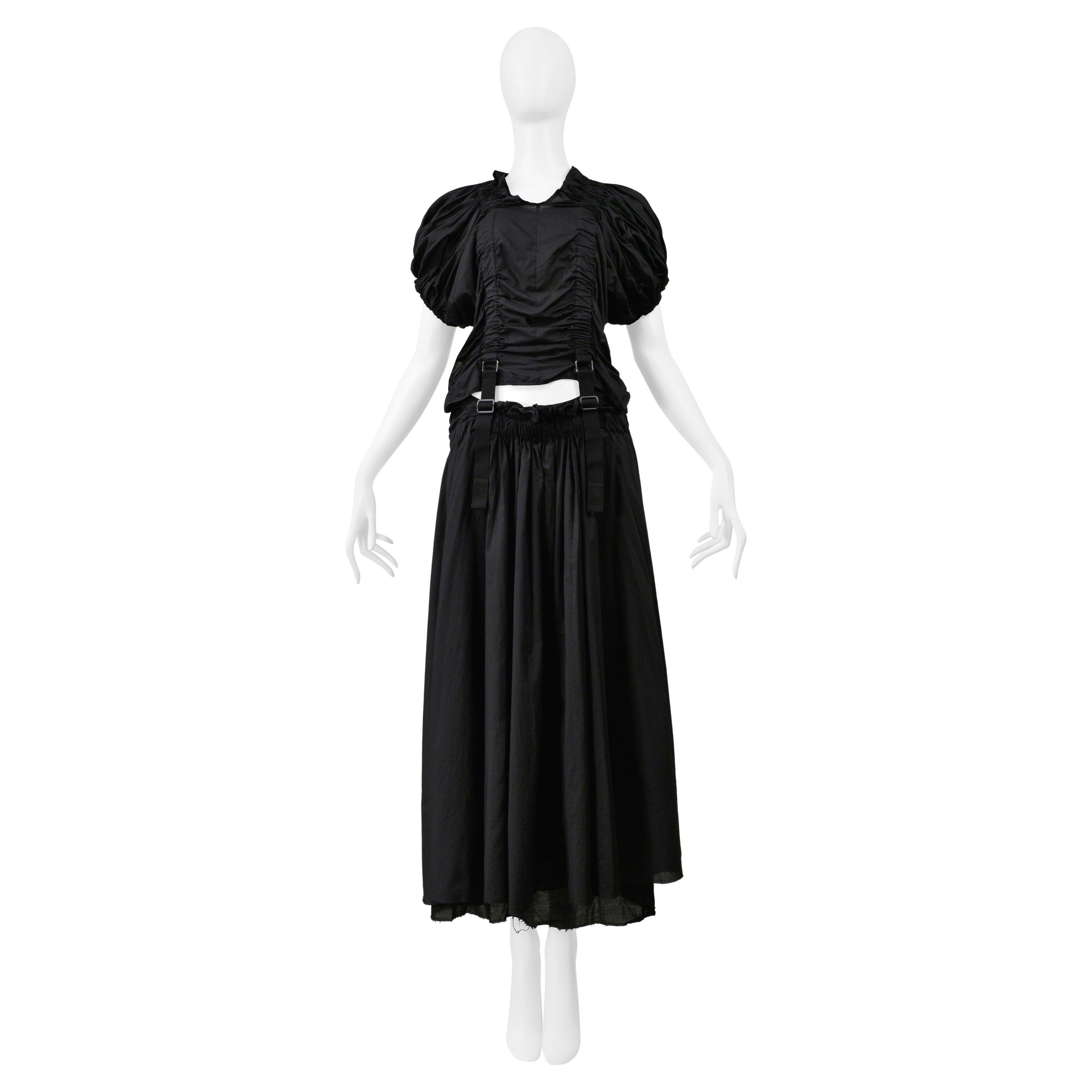 Junya Watanabe Schwarzes Baumwoll-Fallschirmkleid mit Ausschnitt 2003