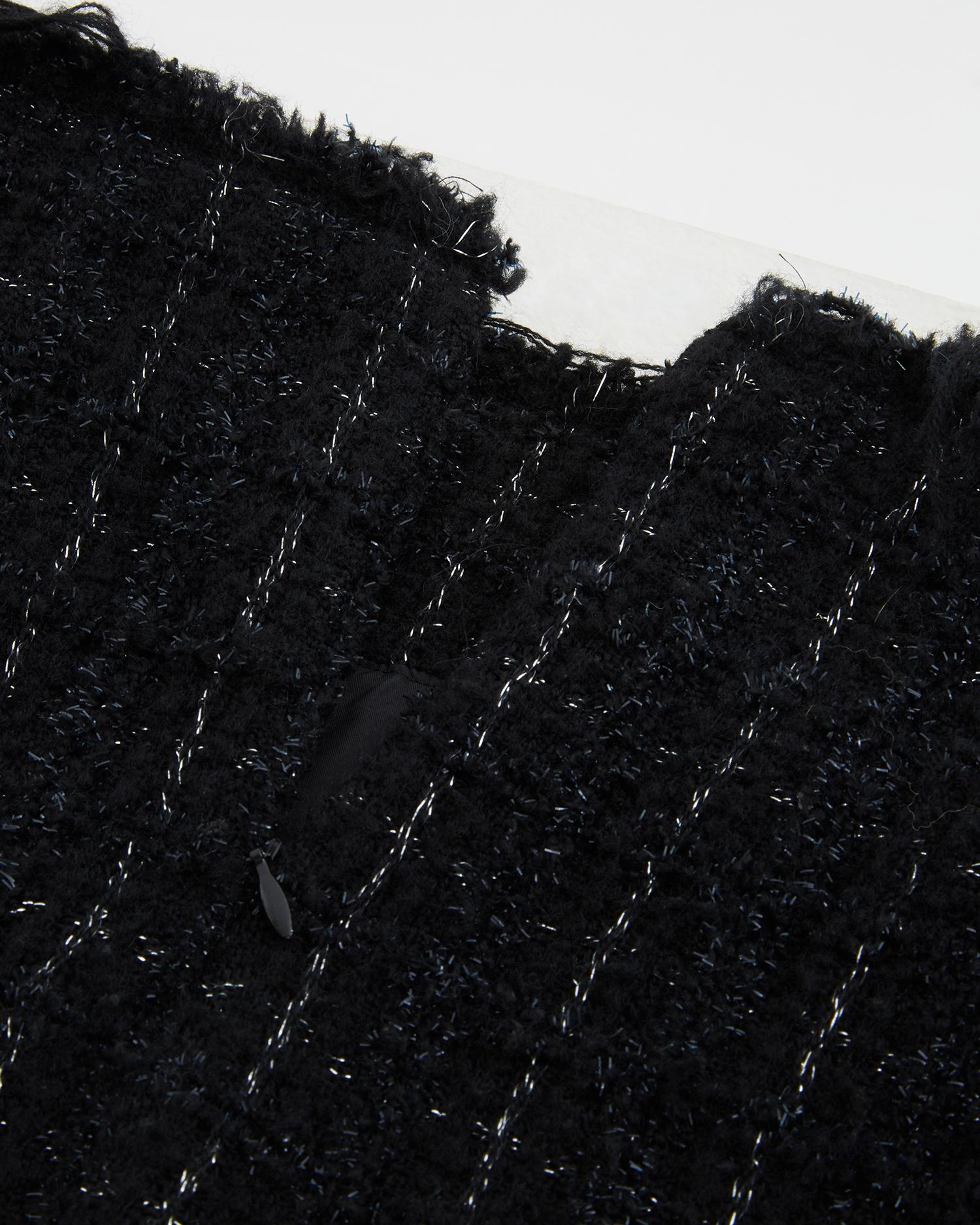Junya Watanabe black fringe tweed jacket & skirt set, fw 2003 For Sale 5