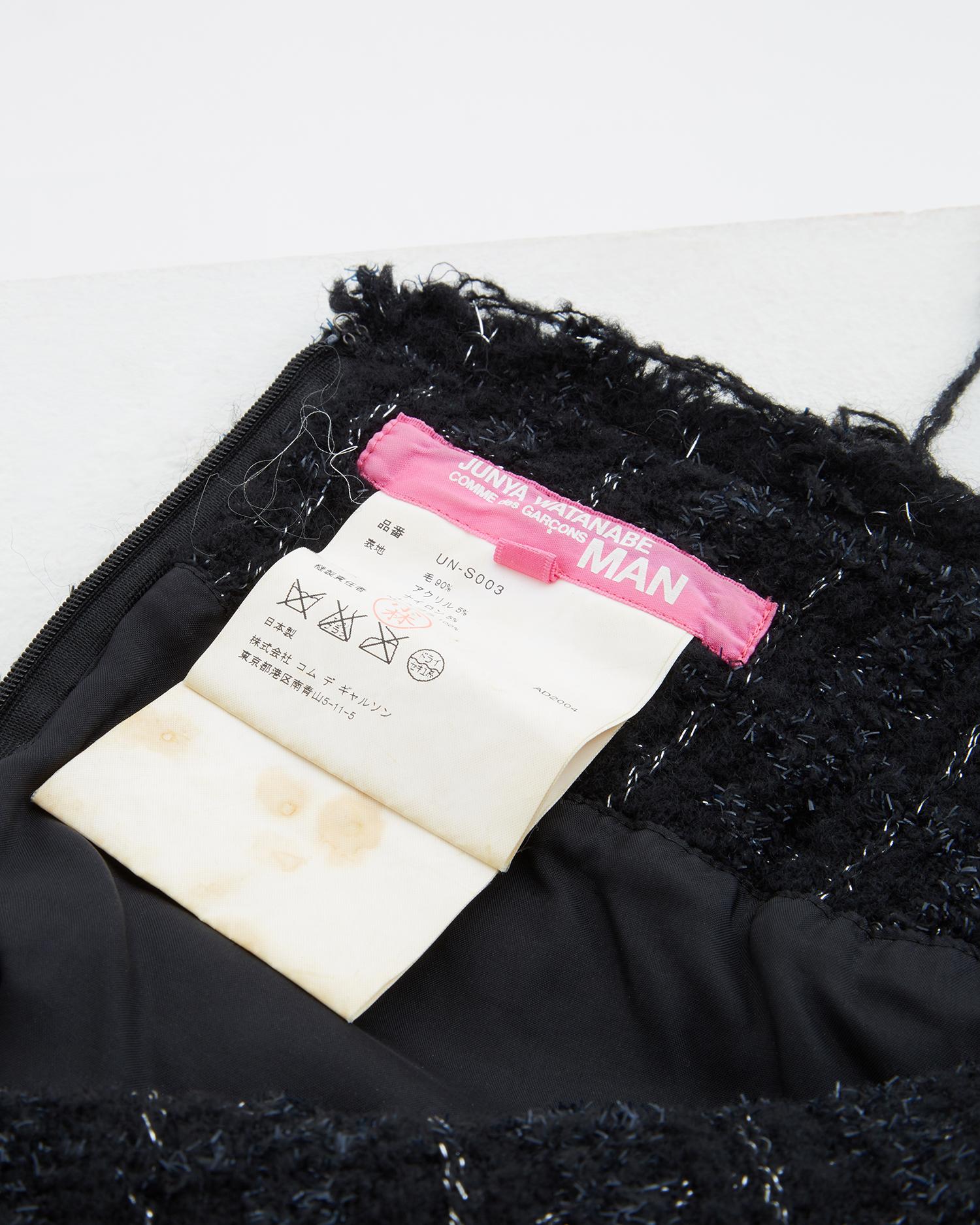 Junya Watanabe black fringe tweed jacket & skirt set, fw 2003 For Sale 4