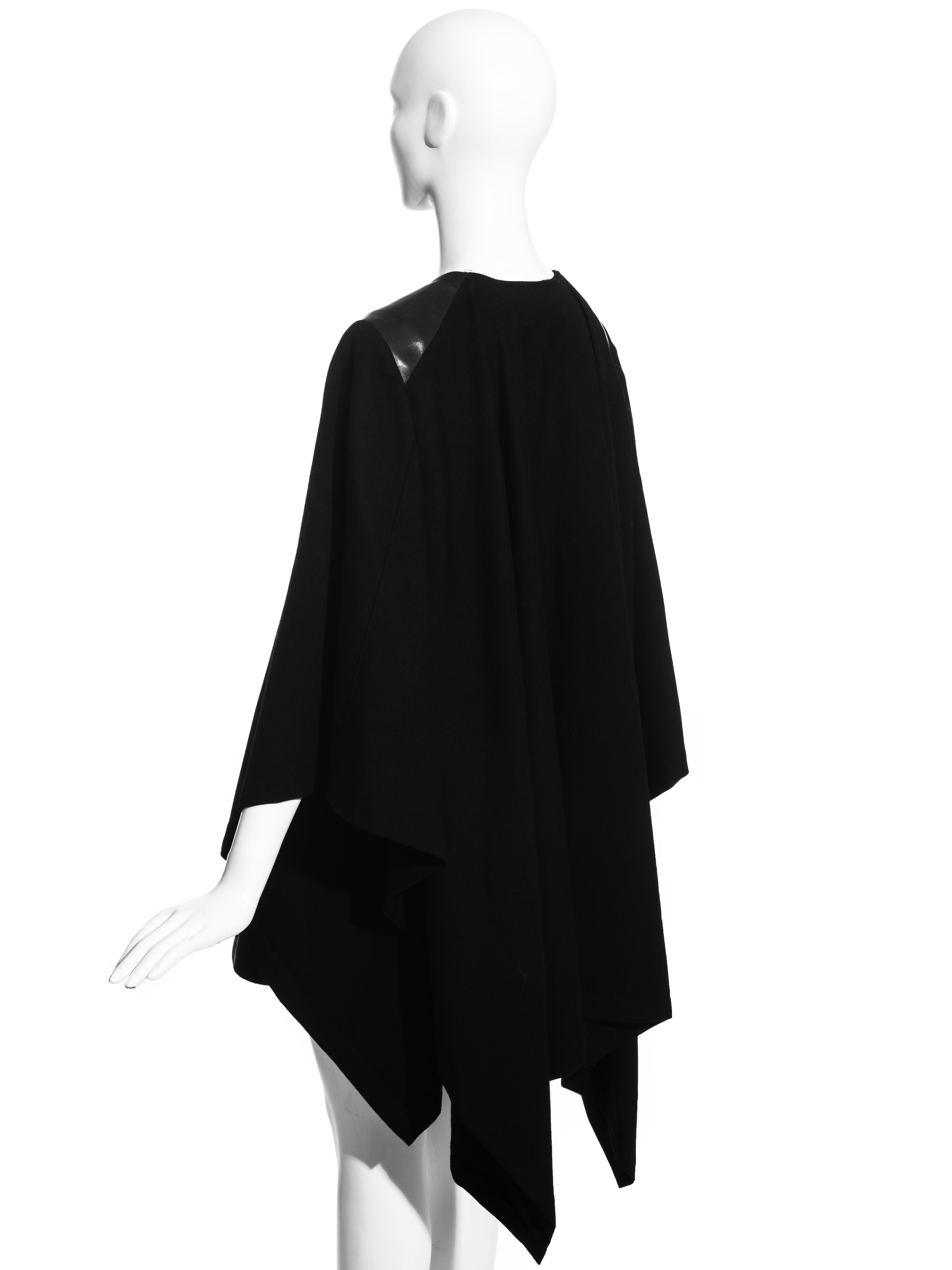 Women's Junya Watanabe black leather and wool corseted jacket cape, fw 2011 For Sale