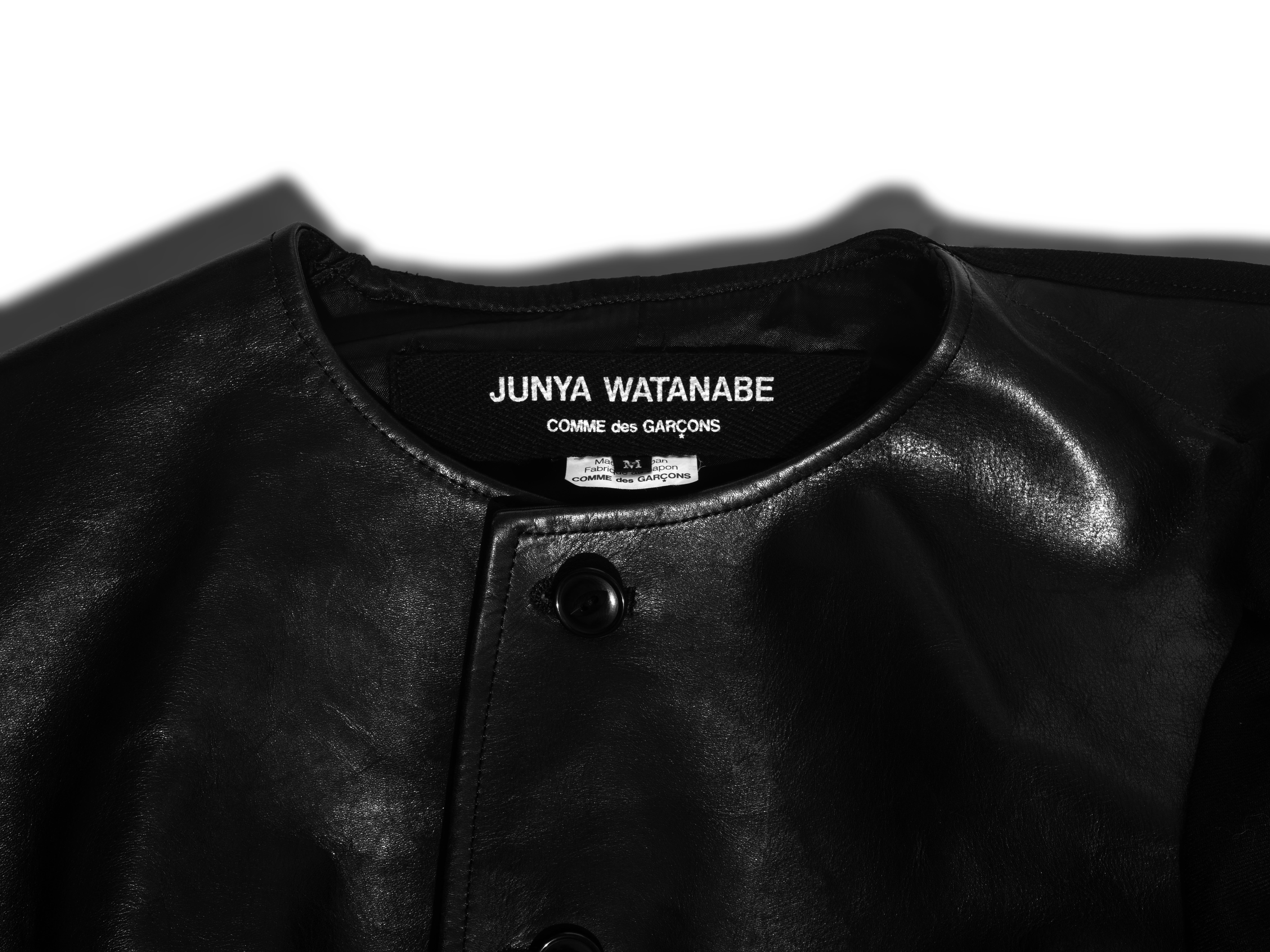 Junya Watanabe black leather and wool corseted jacket cape, fw 2011 For Sale 1