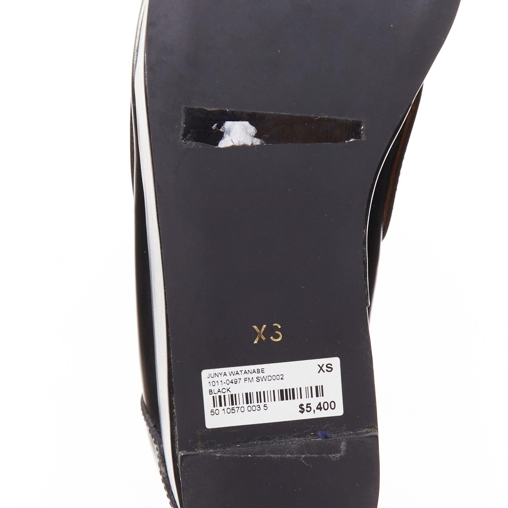 JUNYA WATANABE black leather circle embellished platorm brogue shoes XS For Sale 5