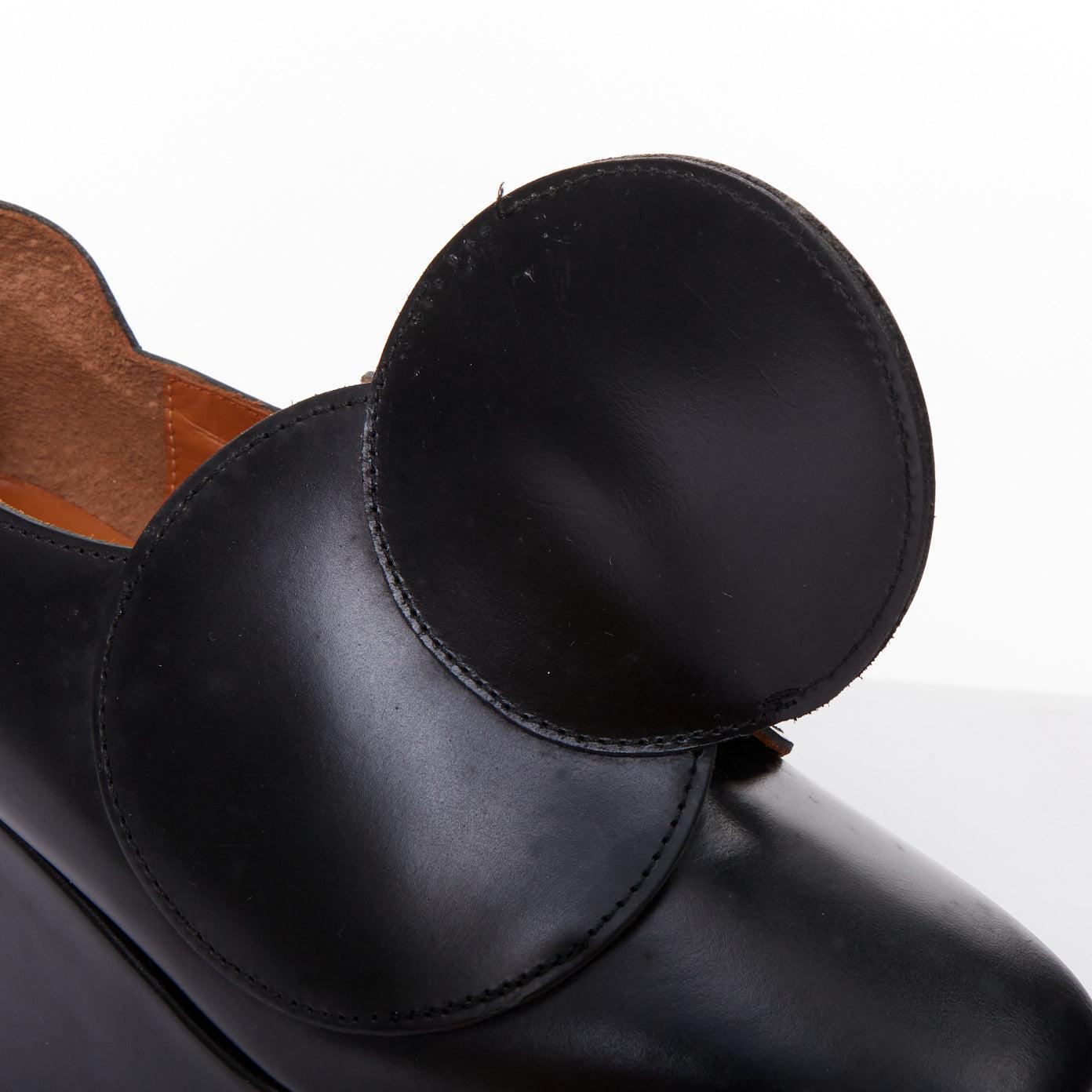 JUNYA WATANABE black leather circle embellished platorm brogue shoes XS For Sale 2