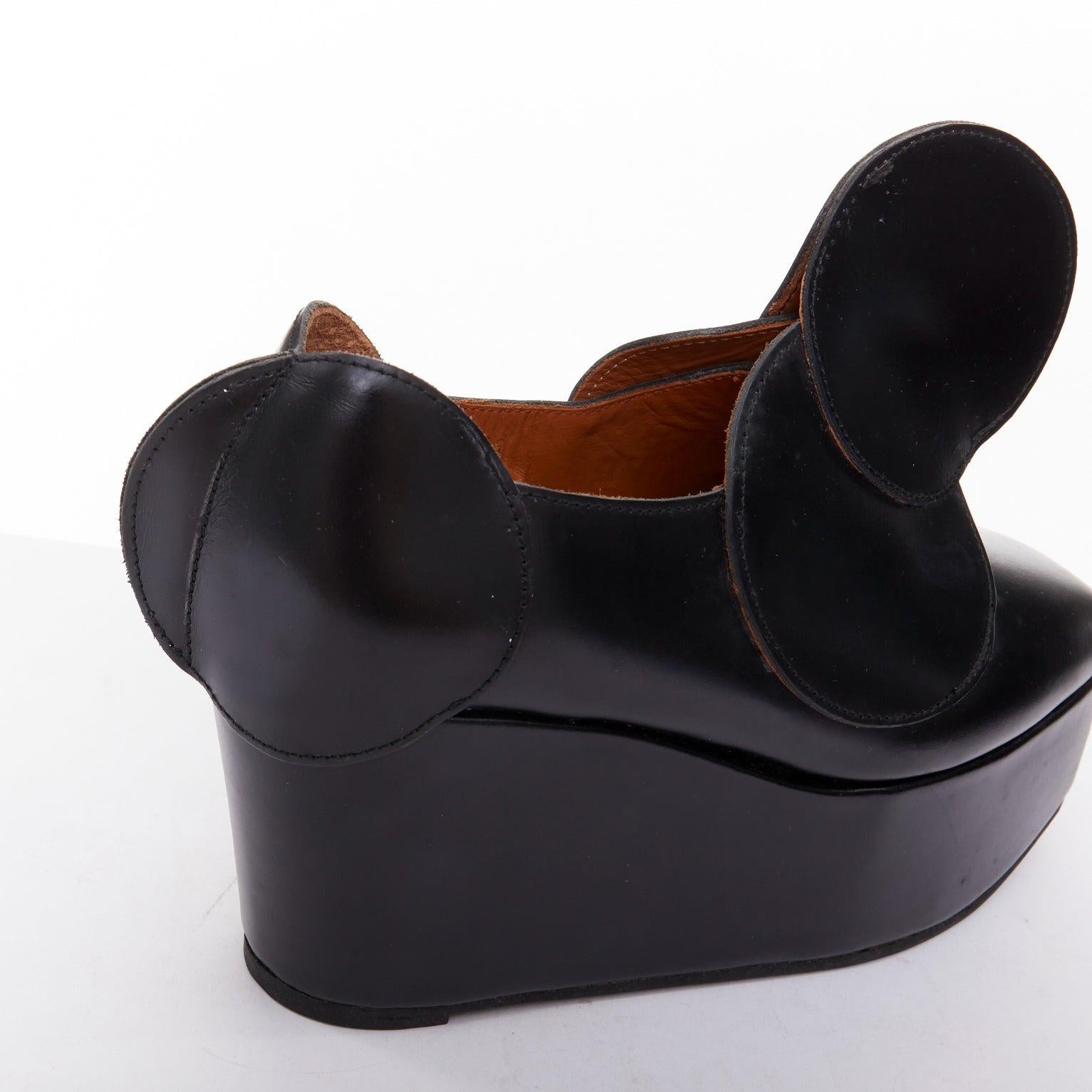 JUNYA WATANABE black leather circle embellished platorm brogue shoes XS For Sale 3