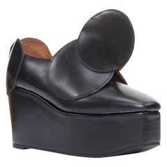 JUNYA WATANABE black leather circle embellished platorm brogue shoes XS