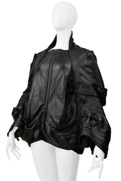 Junya Watanabe Black Leather Deconstructed Jacket With Zippers 2006