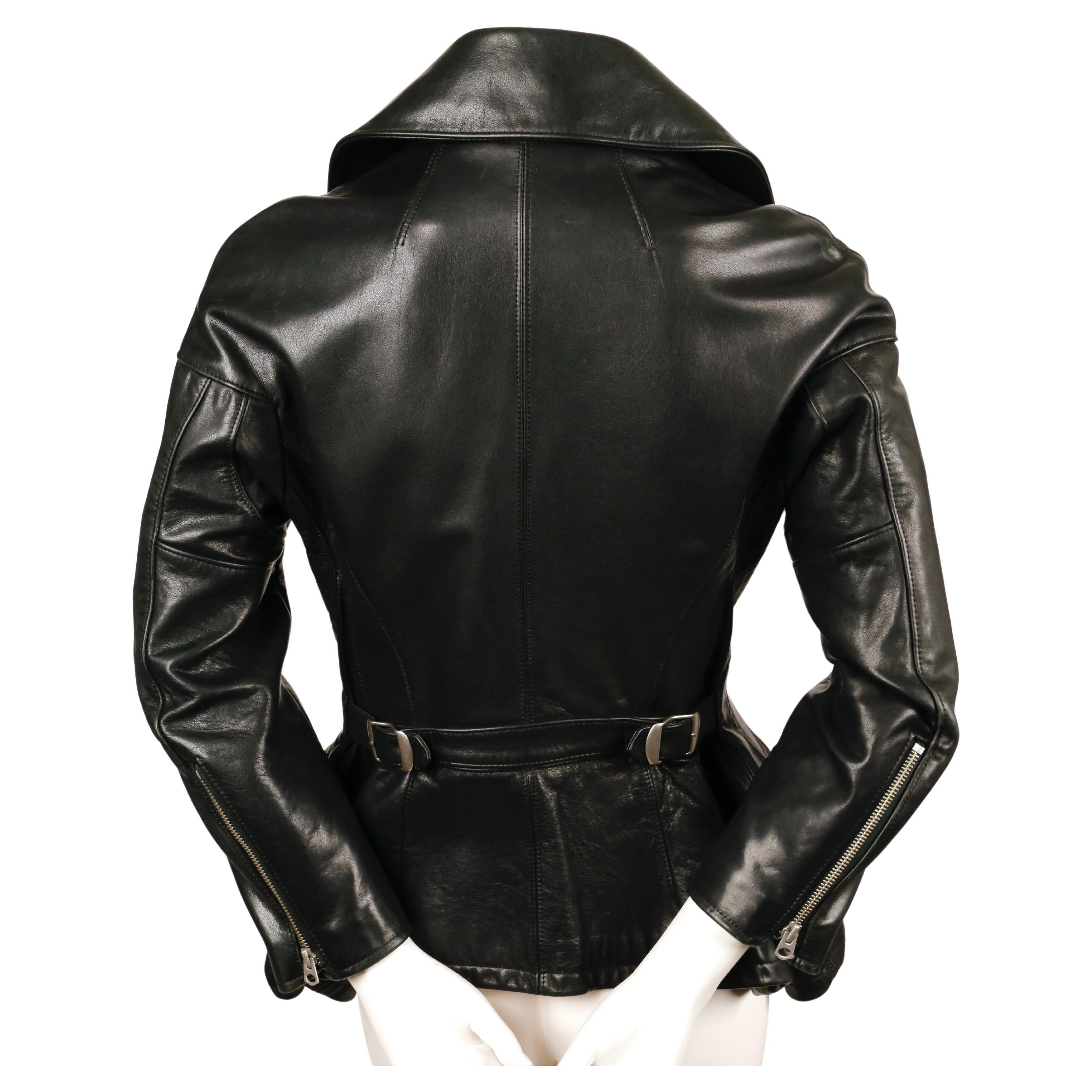 Junya Watanabe black leather jacket with peplum, runway fall 2011 In Excellent Condition In San Fransisco, CA