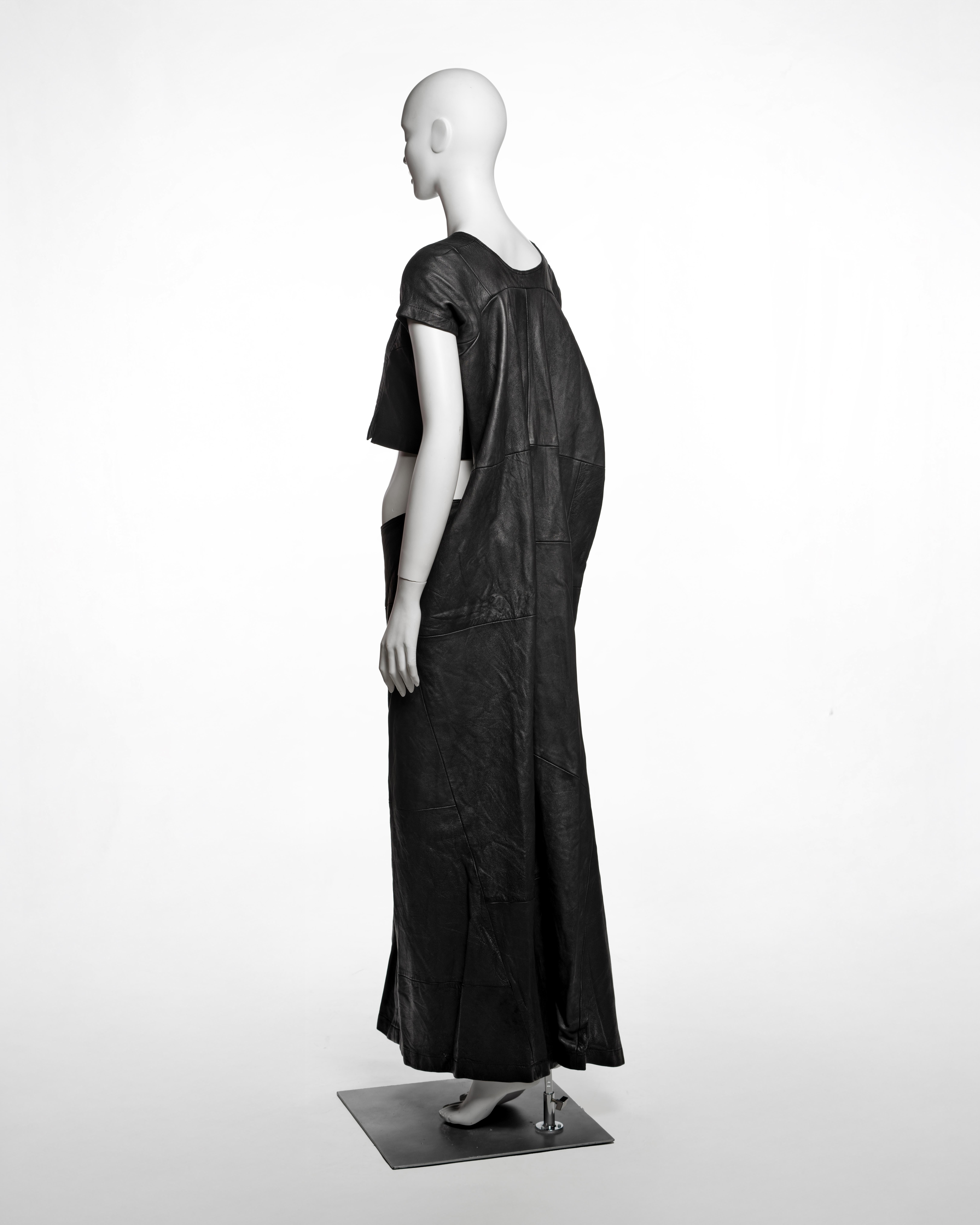 Junya Watanabe Schwarzes Patchwork-Maxikleid aus Leder mit Patchworkmuster, H/W 1995 im Angebot 7
