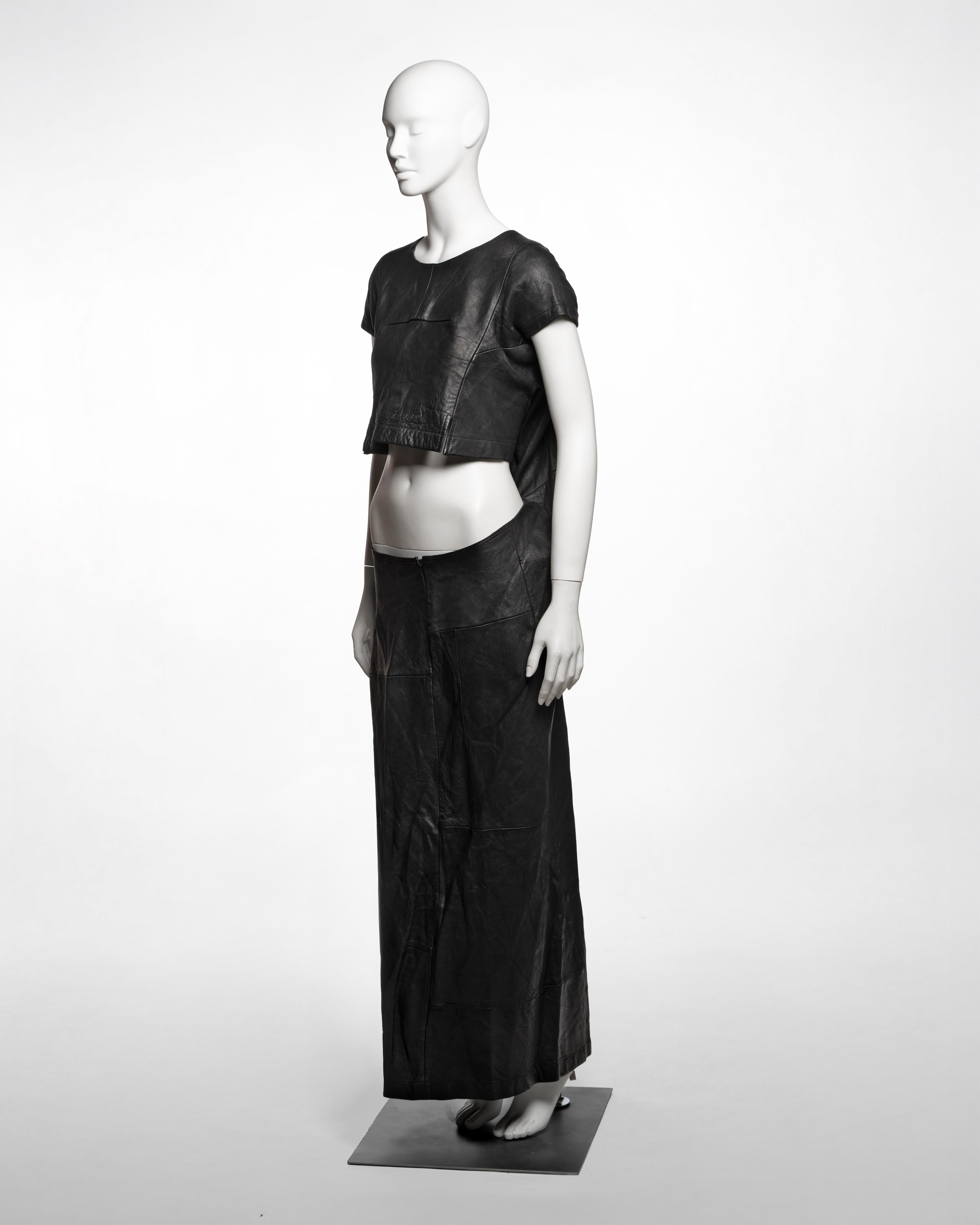 Junya Watanabe Schwarzes Patchwork-Maxikleid aus Leder mit Patchworkmuster, H/W 1995 im Angebot 8