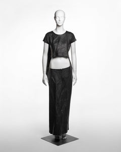 Junya Watanabe Robe longue en cuir patchwork noir, FW 1995