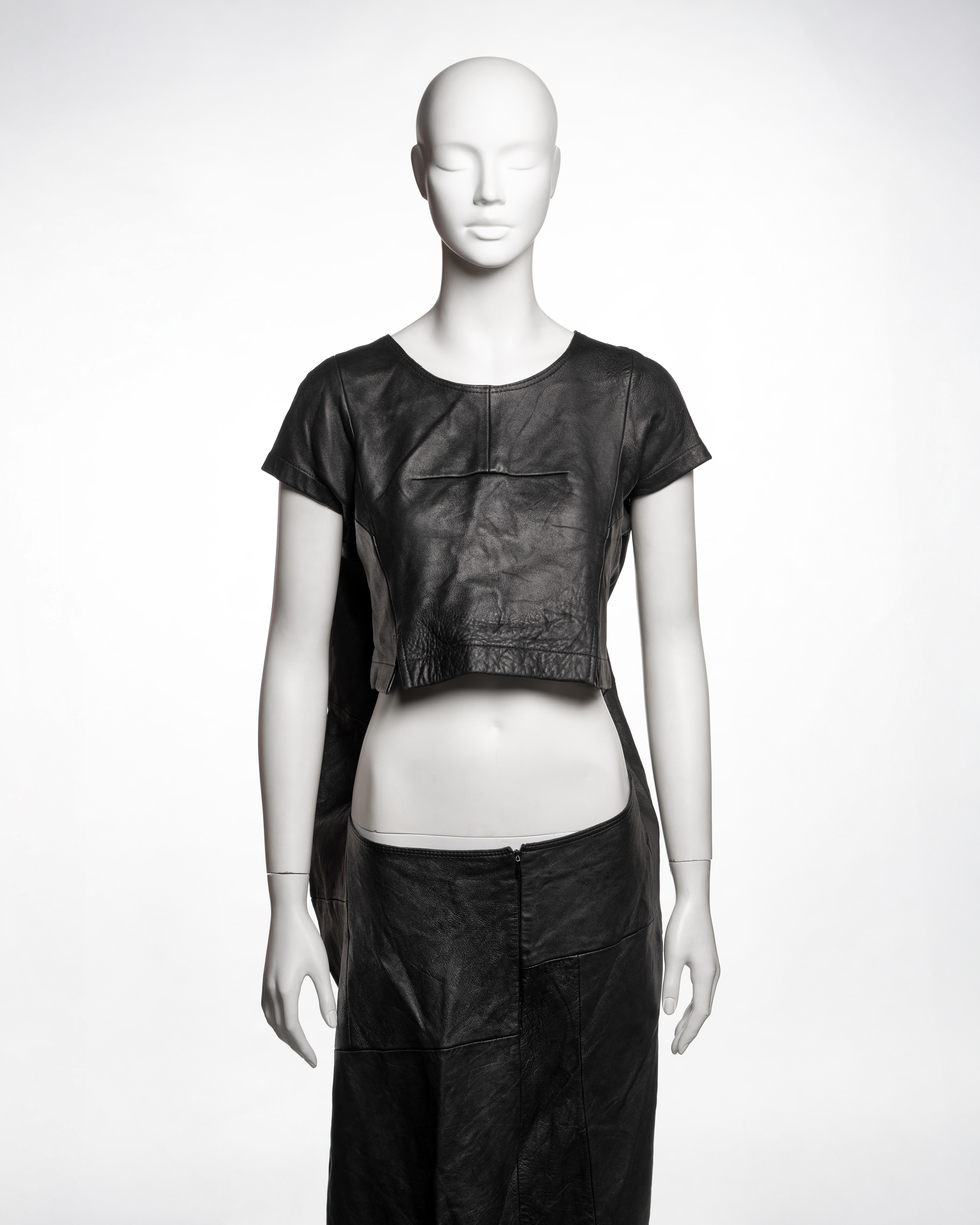 Junya Watanabe Schwarzes Patchwork-Maxikleid aus Leder mit Patchworkmuster, H/W 1995 im Zustand „Gut“ im Angebot in London, GB