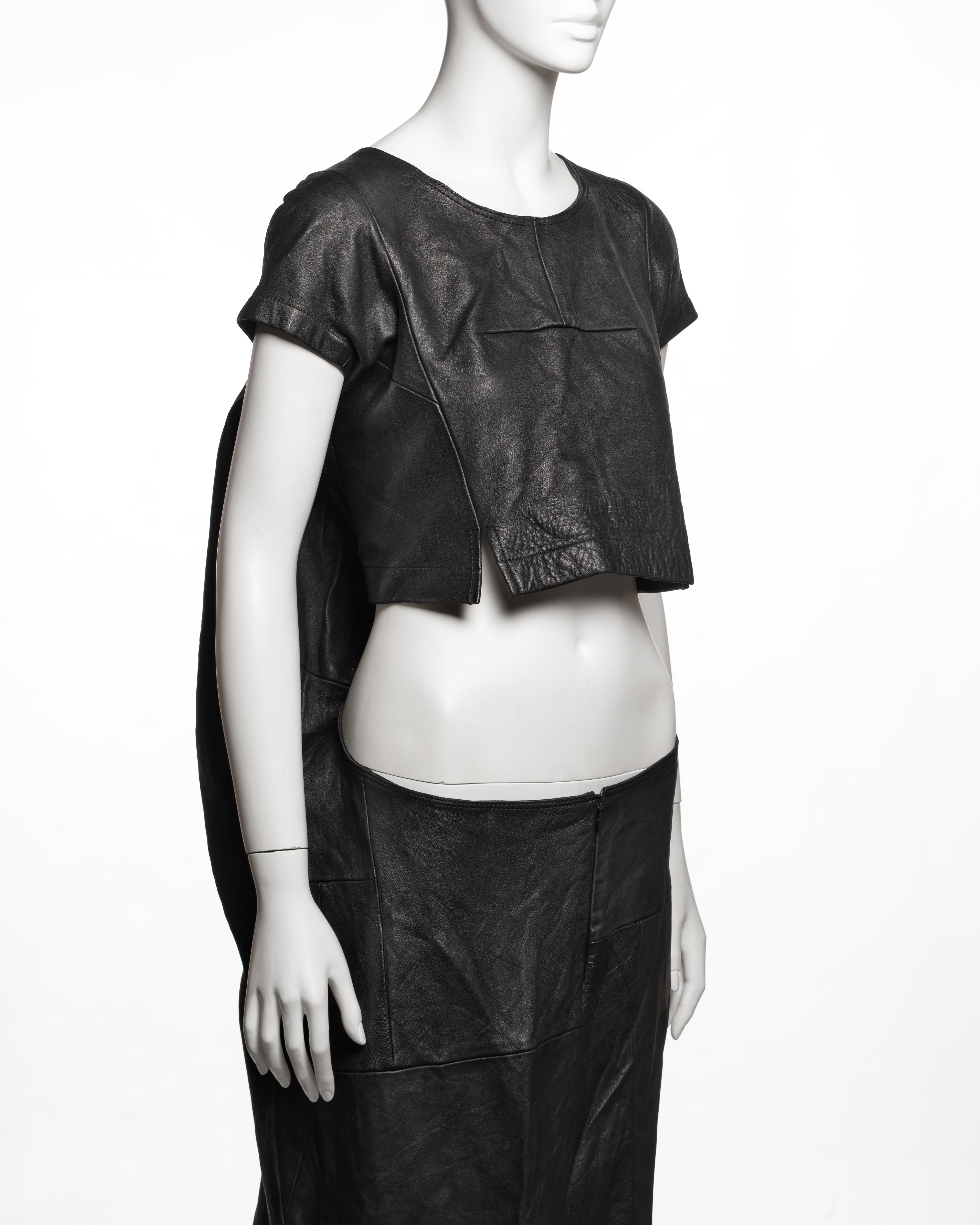 Junya Watanabe Schwarzes Patchwork-Maxikleid aus Leder mit Patchworkmuster, H/W 1995 im Angebot 1