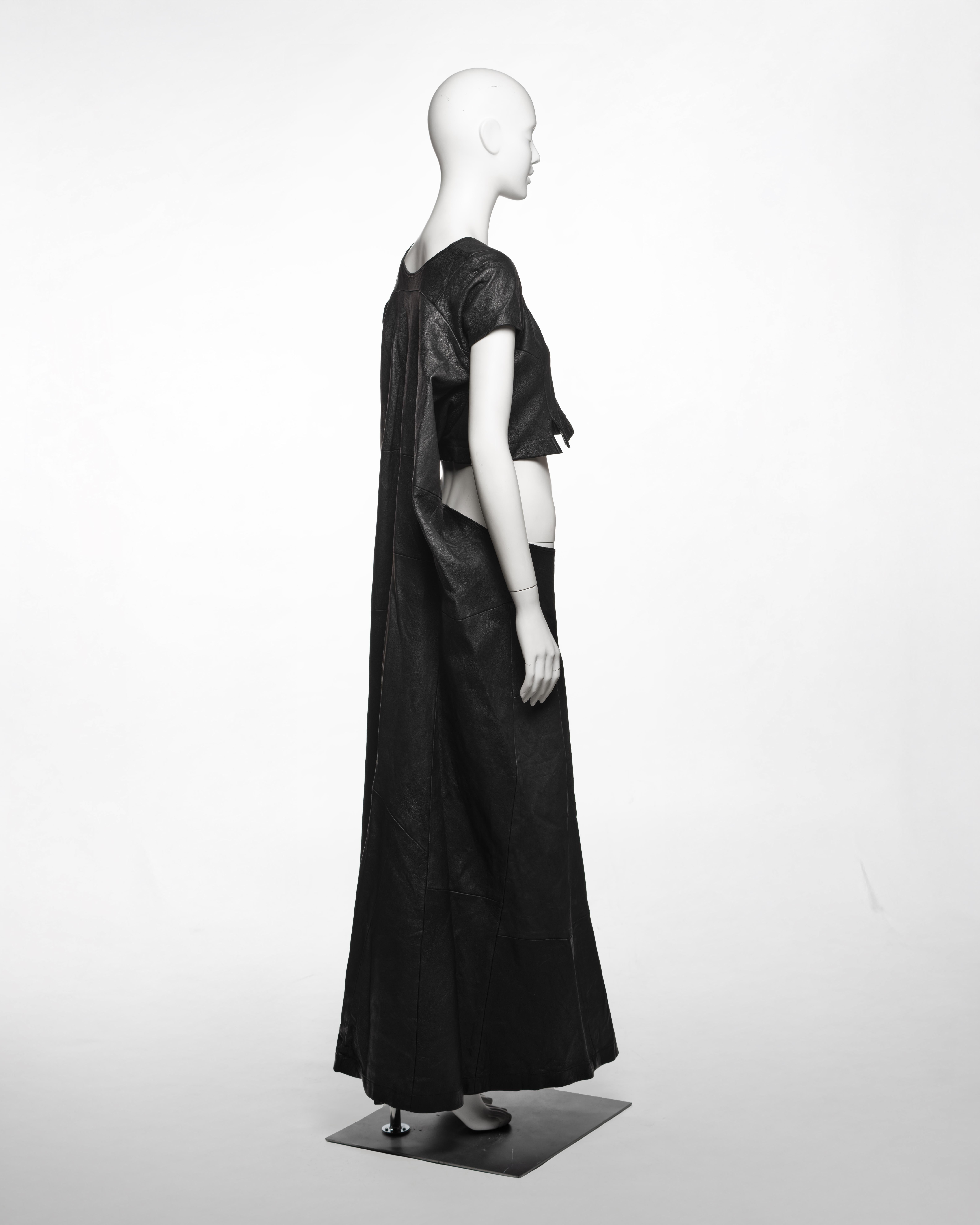 Junya Watanabe Schwarzes Patchwork-Maxikleid aus Leder mit Patchworkmuster, H/W 1995 im Angebot 2