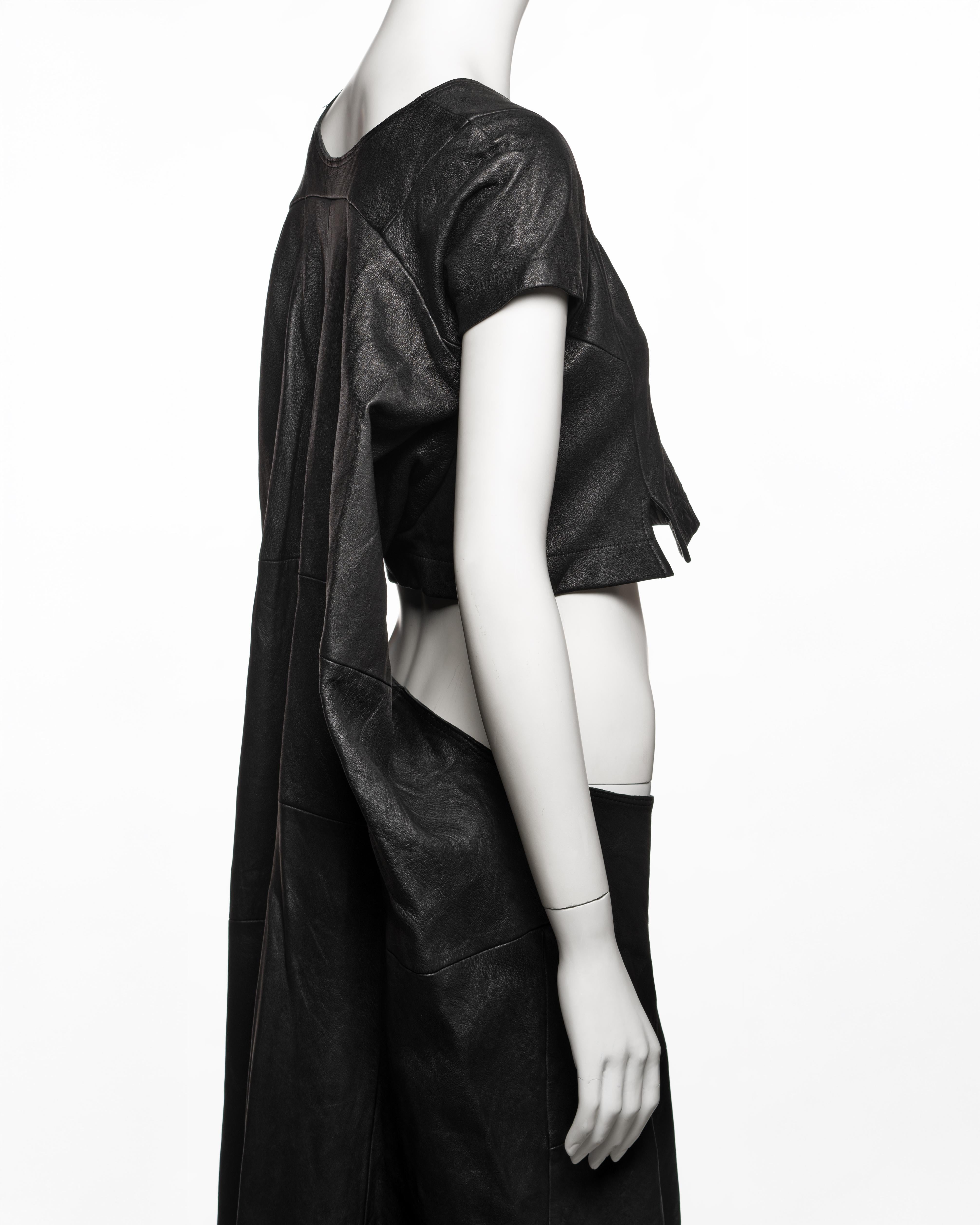 Junya Watanabe Schwarzes Patchwork-Maxikleid aus Leder mit Patchworkmuster, H/W 1995 im Angebot 3