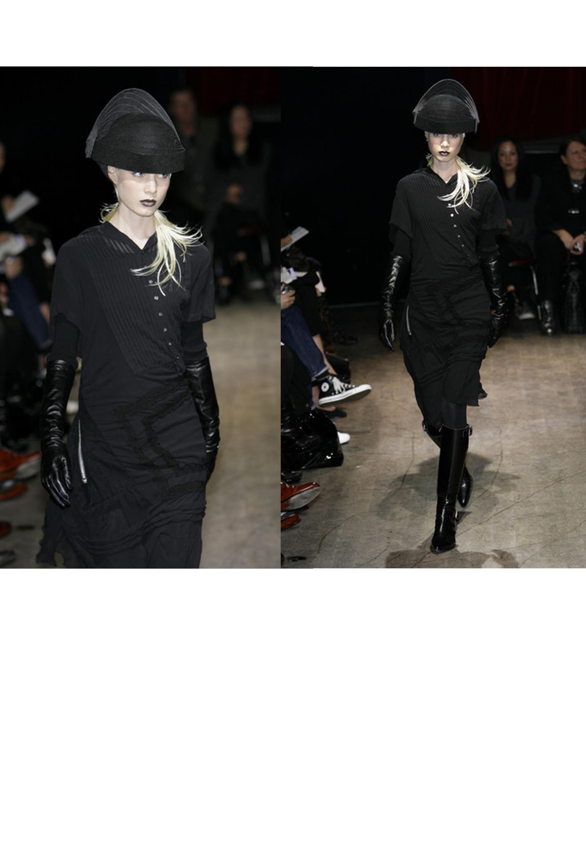 Junya Watanabe Black Twist Dress With Lace Insets 2007 In Excellent Condition For Sale In Los Angeles, CA