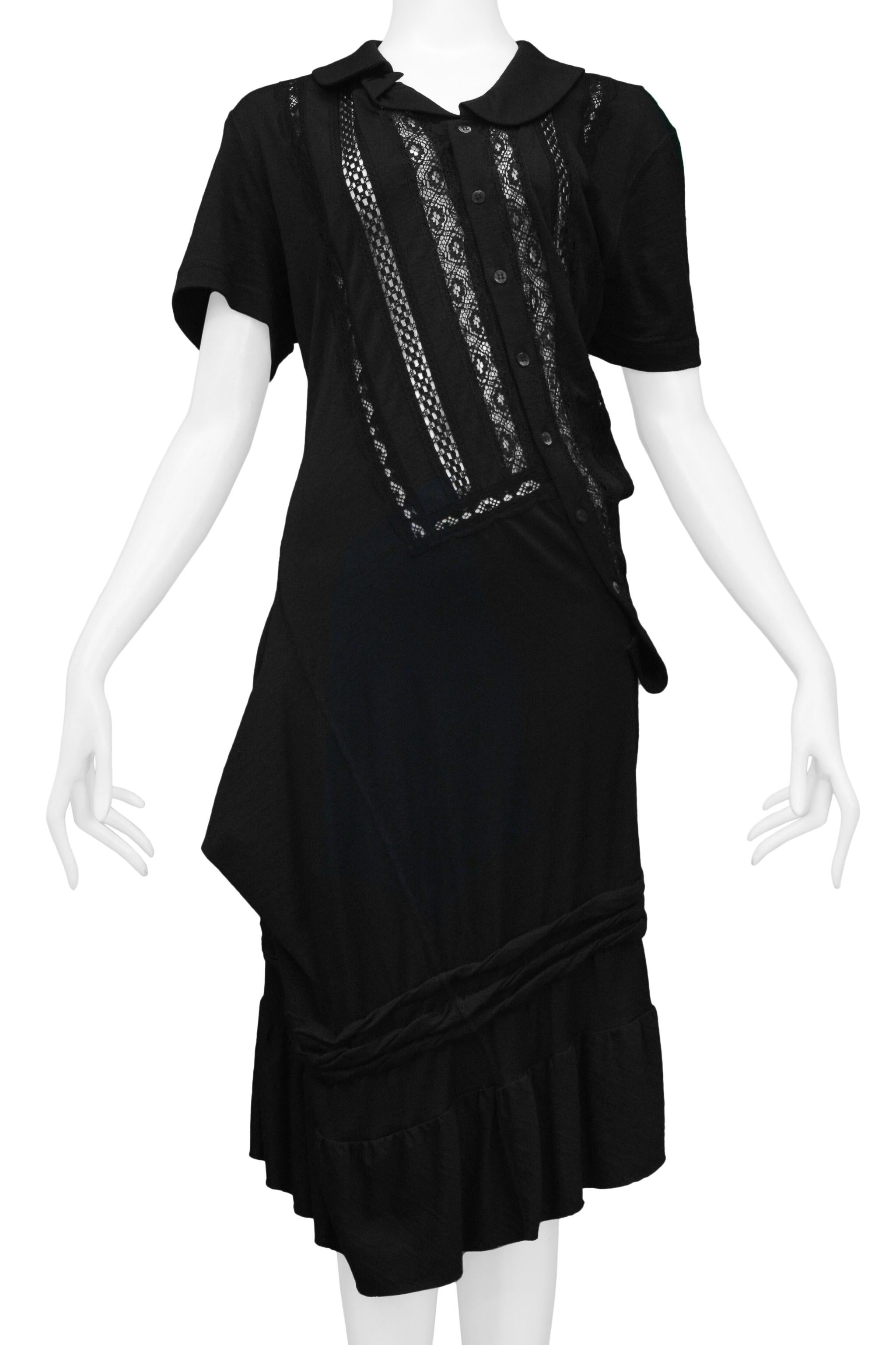 Women's Junya Watanabe Black Twist Dress With Lace Insets 2007 For Sale