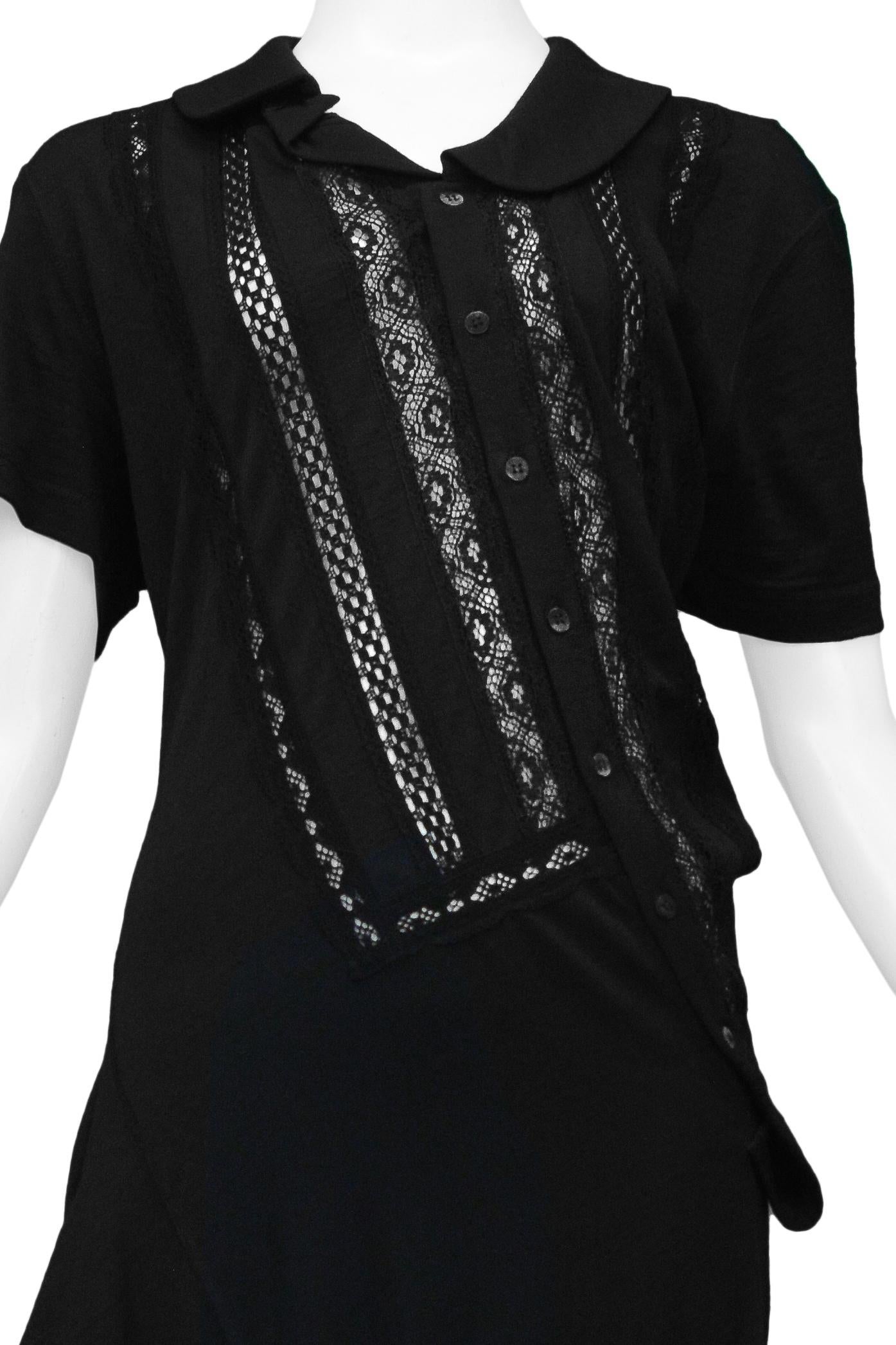 Junya Watanabe Black Twist Dress With Lace Insets 2007 For Sale 1