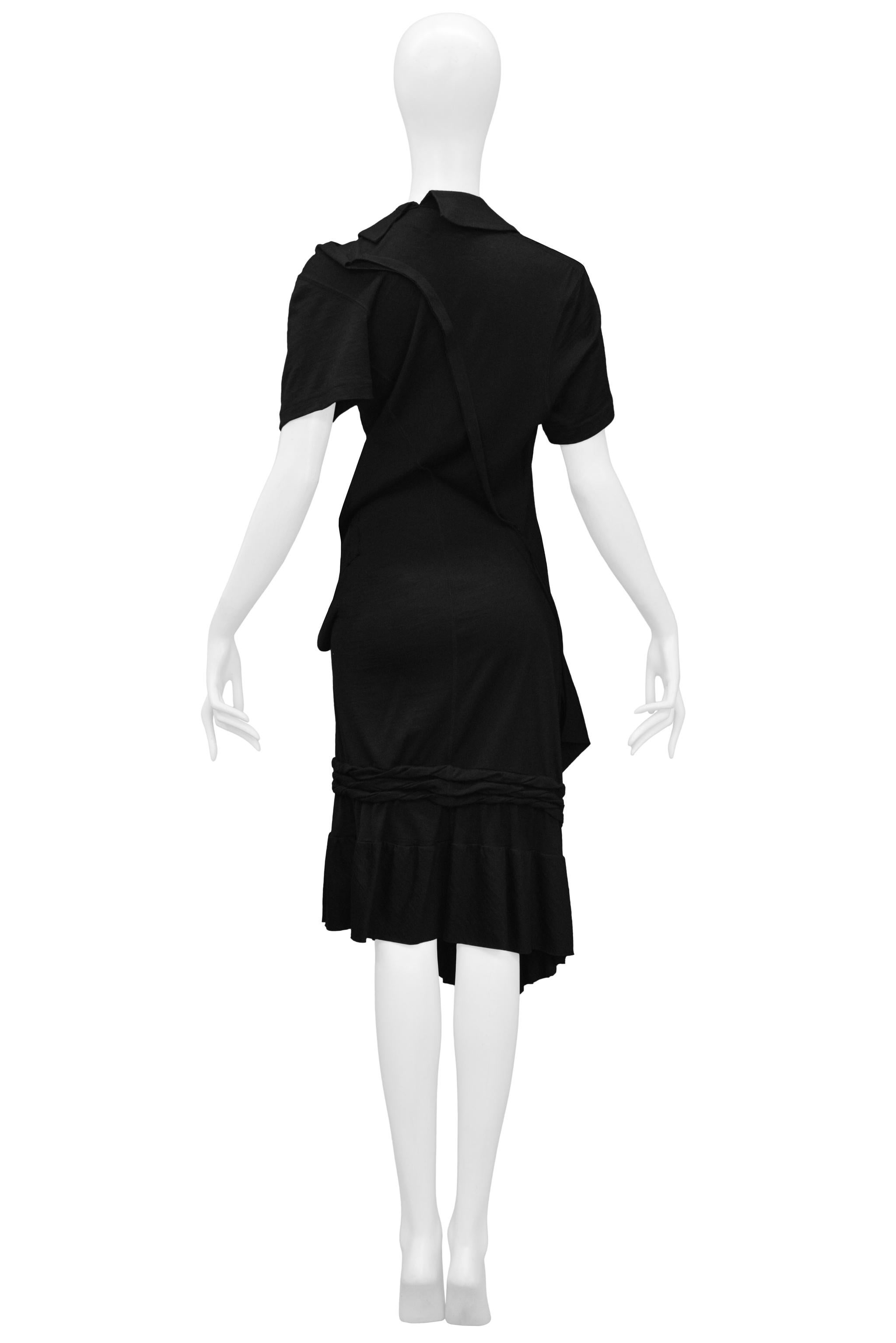 Junya Watanabe Black Twist Dress With Lace Insets 2007 For Sale 2