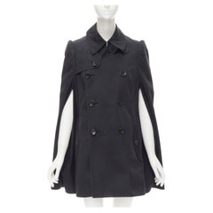 JUNYA WATANABE black washed cotton trench coat cape M