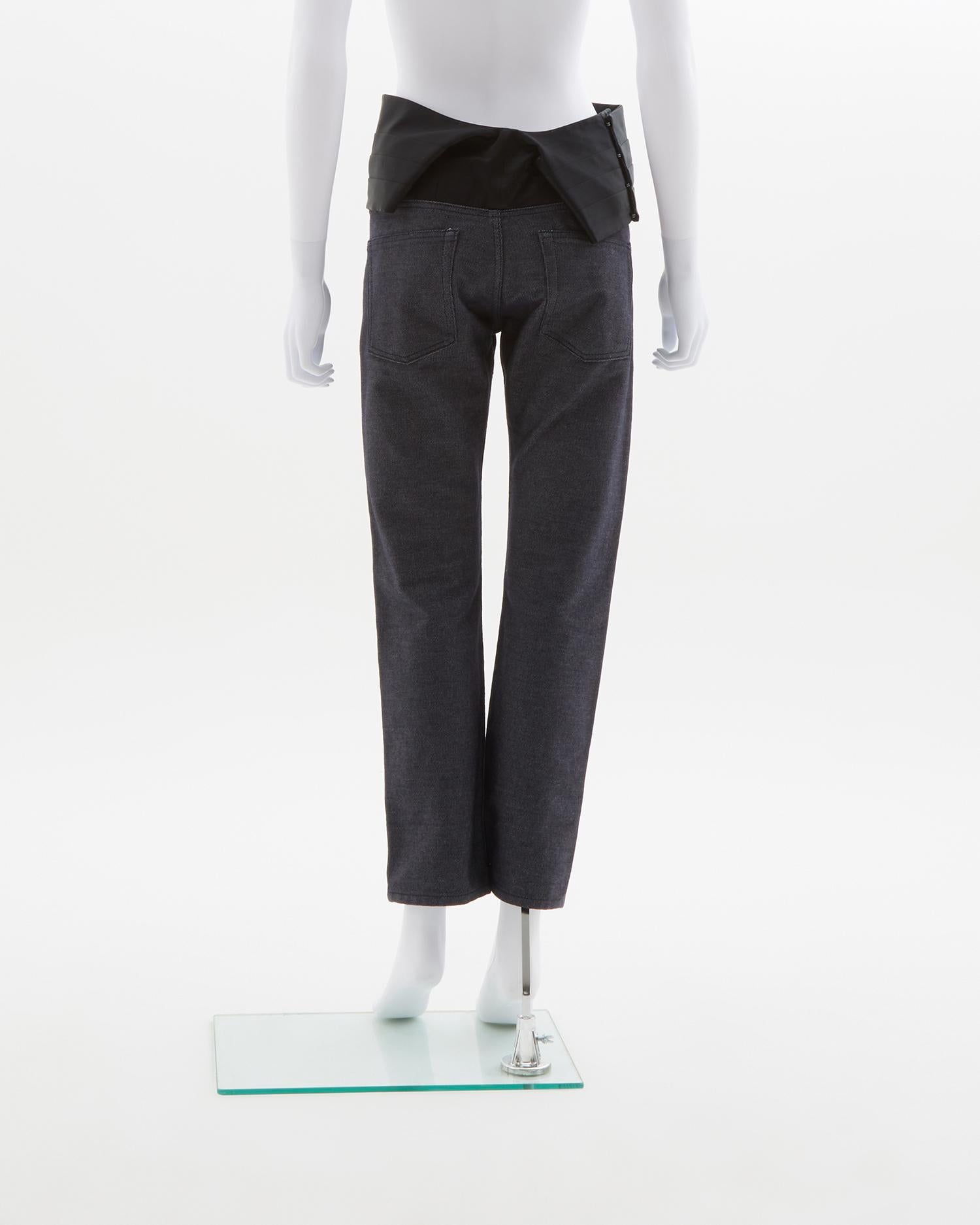 Junya Watanabe blue denim tuxedo belt pants, ss 2007 In Excellent Condition For Sale In Milano, IT