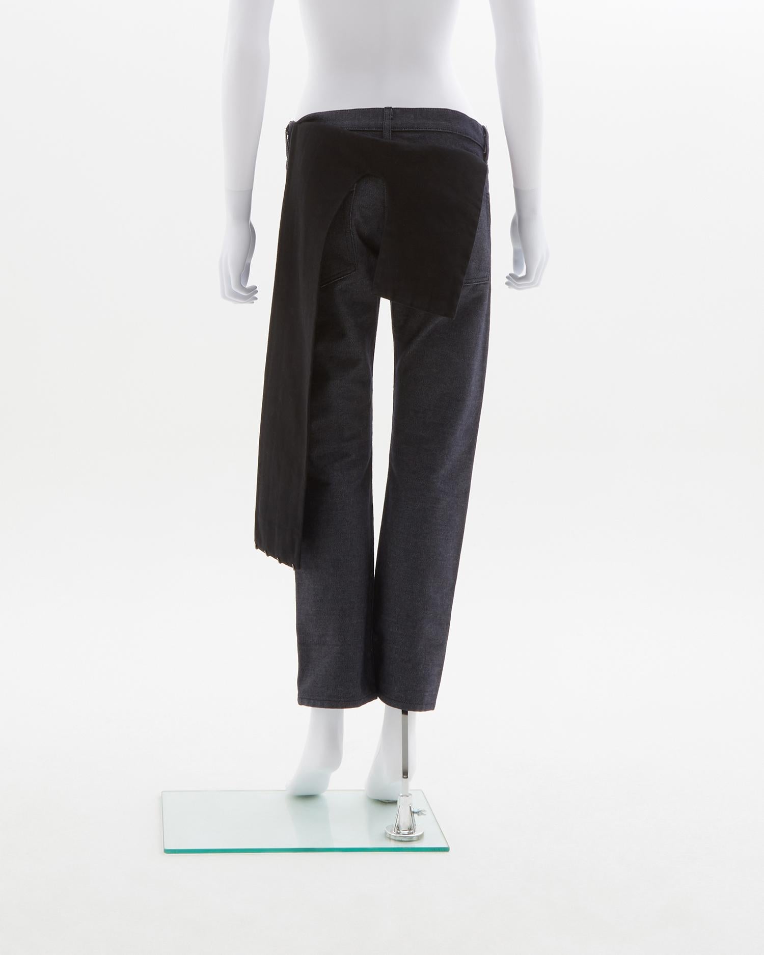 Junya Watanabe blue denim tuxedo belt pants, ss 2007 For Sale 1