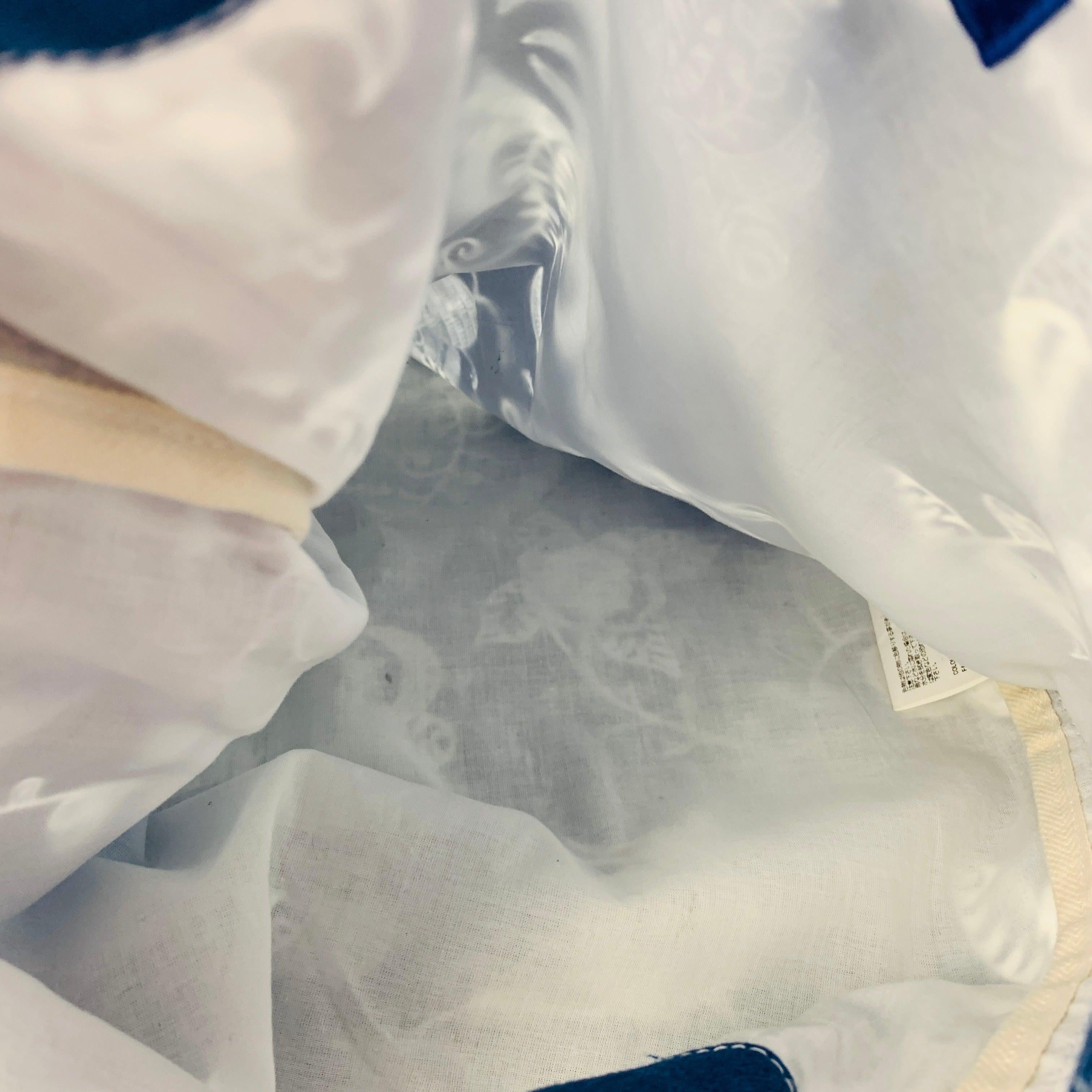 Junya Watanabe Bleu Blanc Abstrait Floral Linen Tote Bag en vente 2