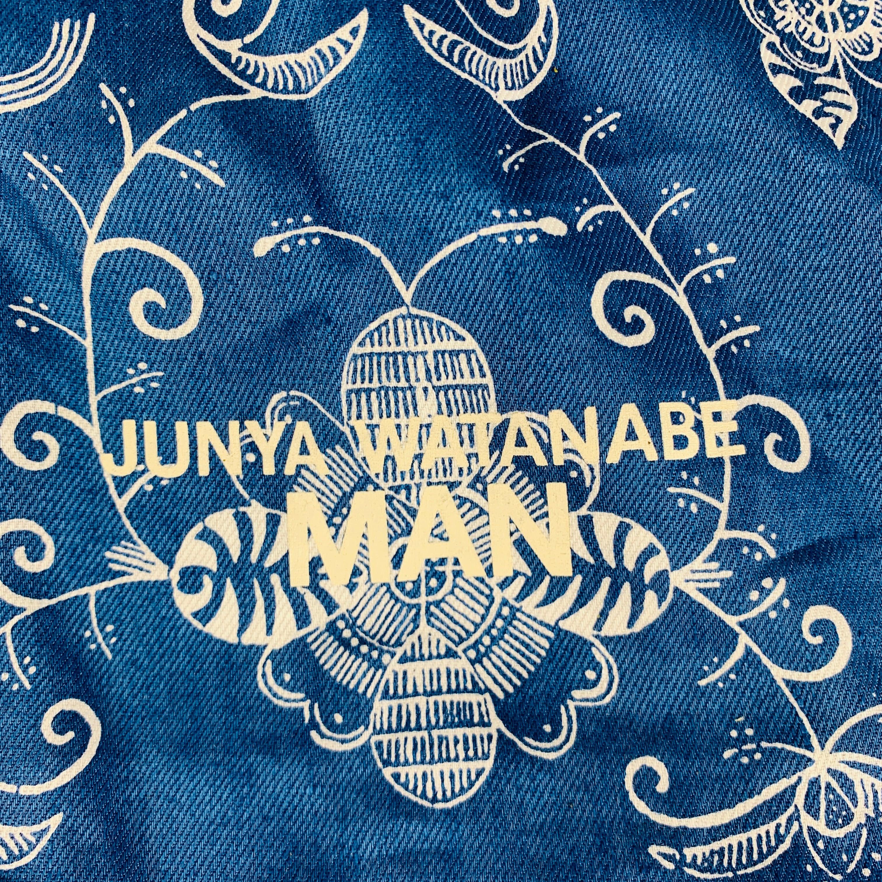 Junya Watanabe Bleu Blanc Abstrait Floral Linen Tote Bag en vente 4