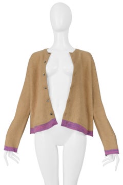 Junya Watanabe Brown Felt Cardigan With Contrasting Edges 2000-01