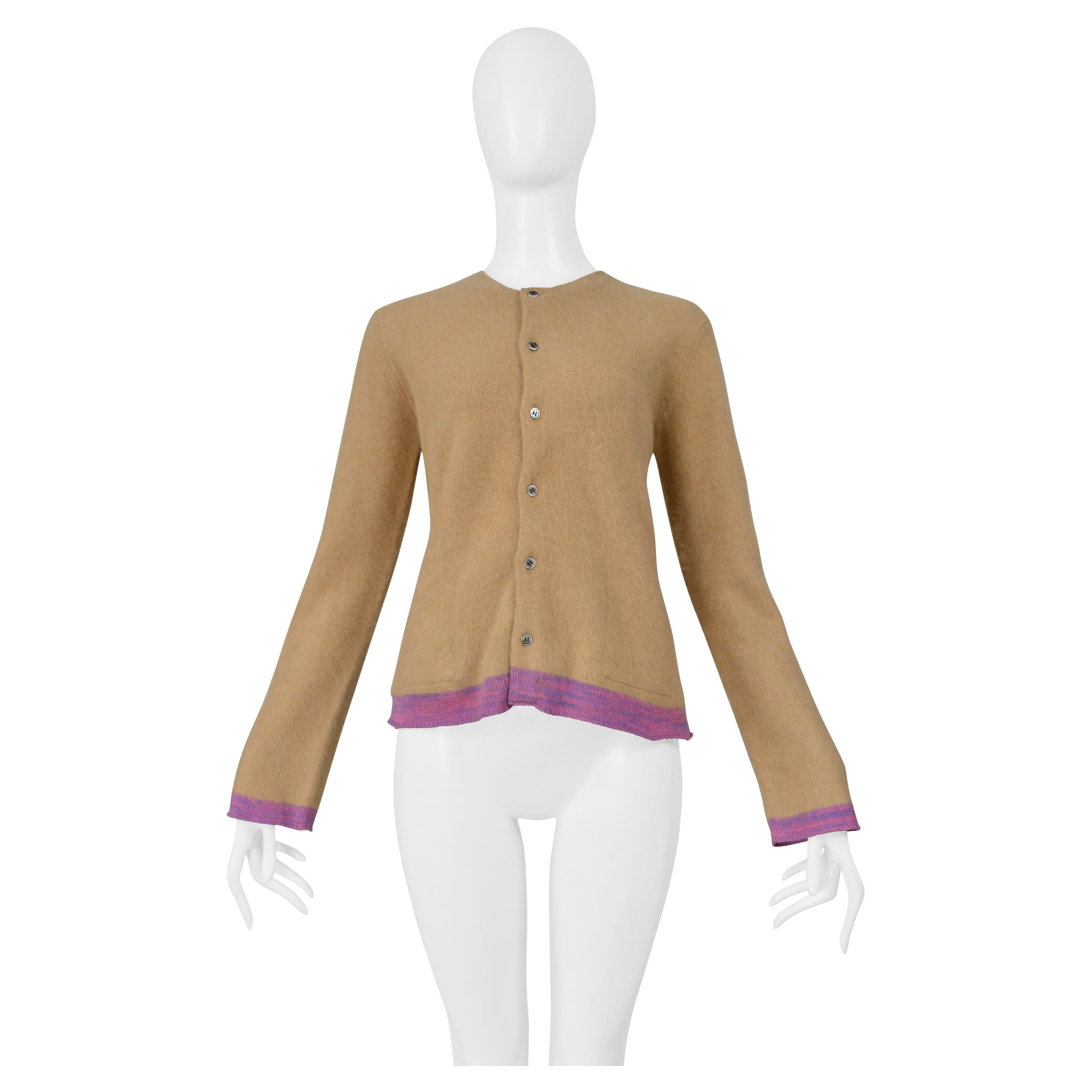 Junya Watanabe Brown Felt Cardigan With Contrasting Edges 2000-01