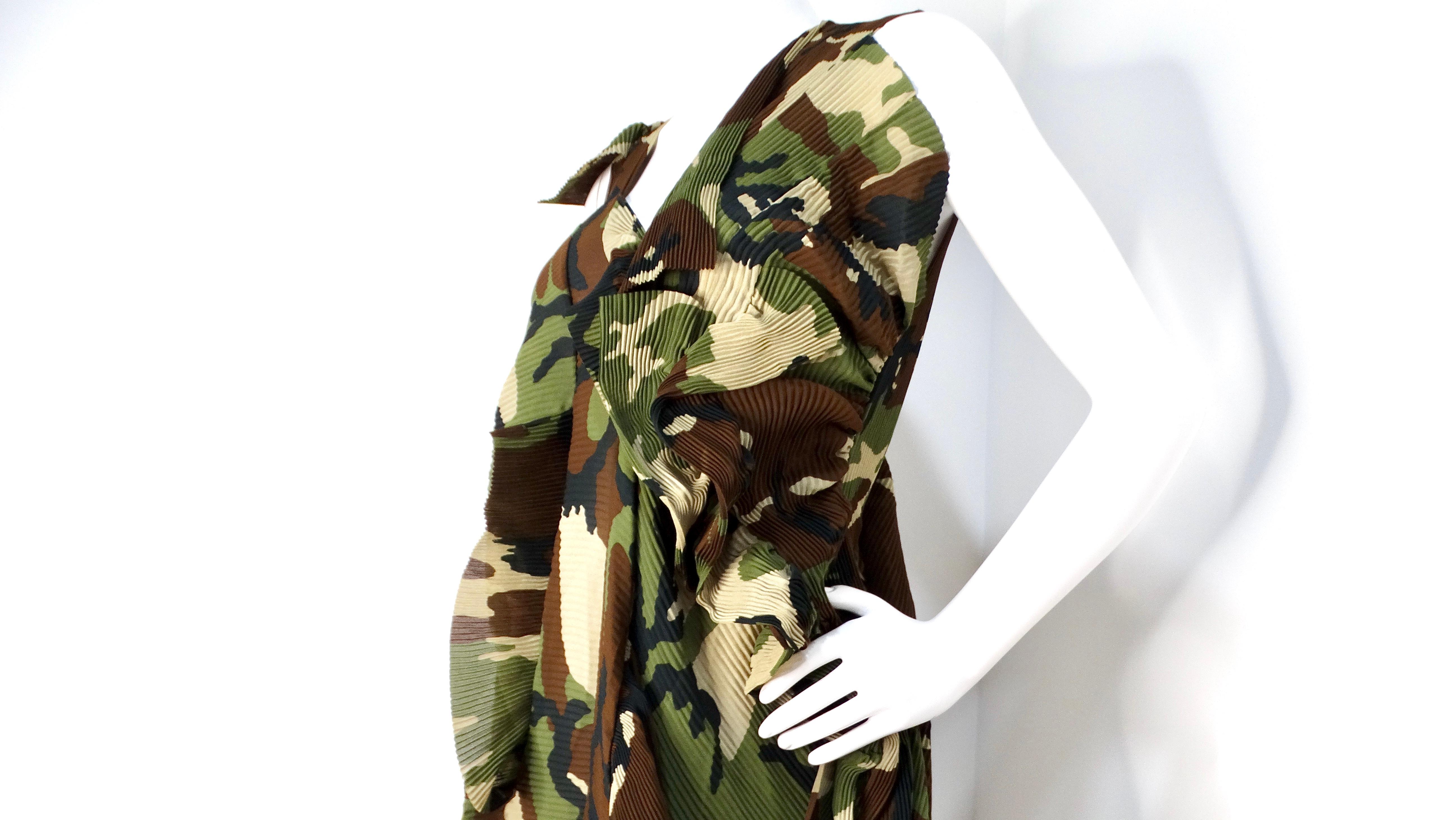 Junya Watanabe CDG 2010 Runway Green Camo Print Pleated Asymmetrical Dress 1