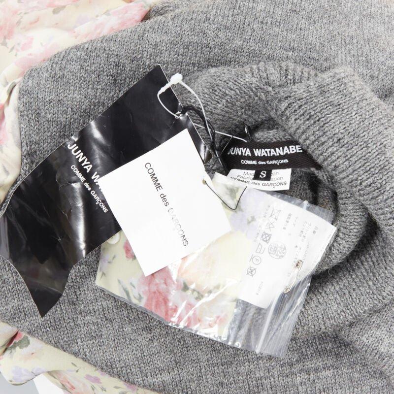 JUNYA WATANABE CDG AW18 Runway grey wool turtleneck yellow floral dress XS 5