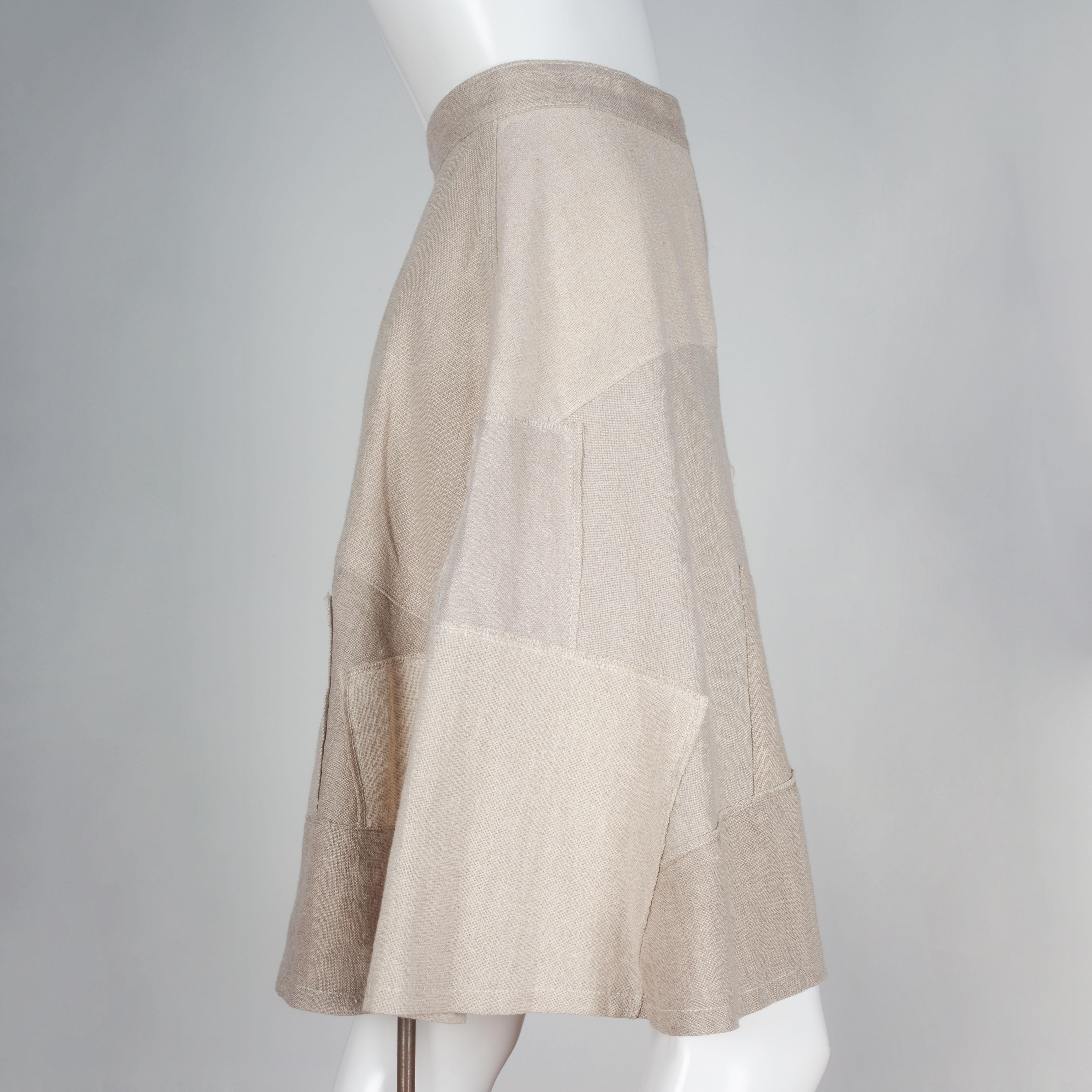 Beige Junya Watanabe CDG Linen A-Line Skirt, 2013
