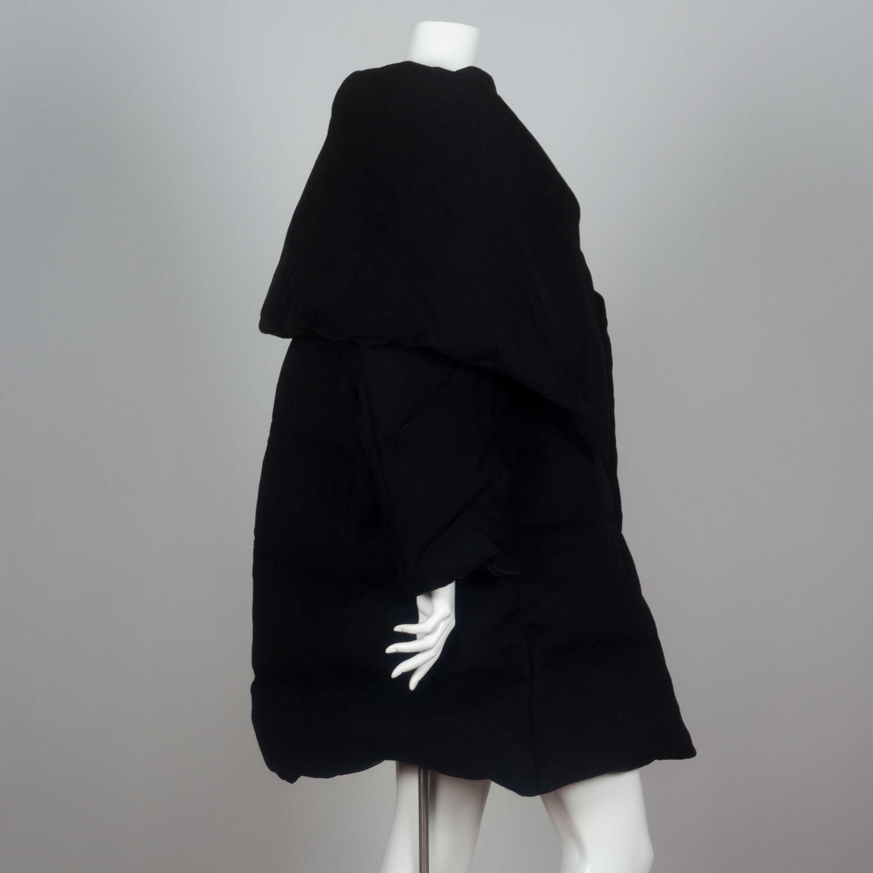 Women's or Men's Junya Watanabe CDG Wool Cashmere Black Down Coat, 2004