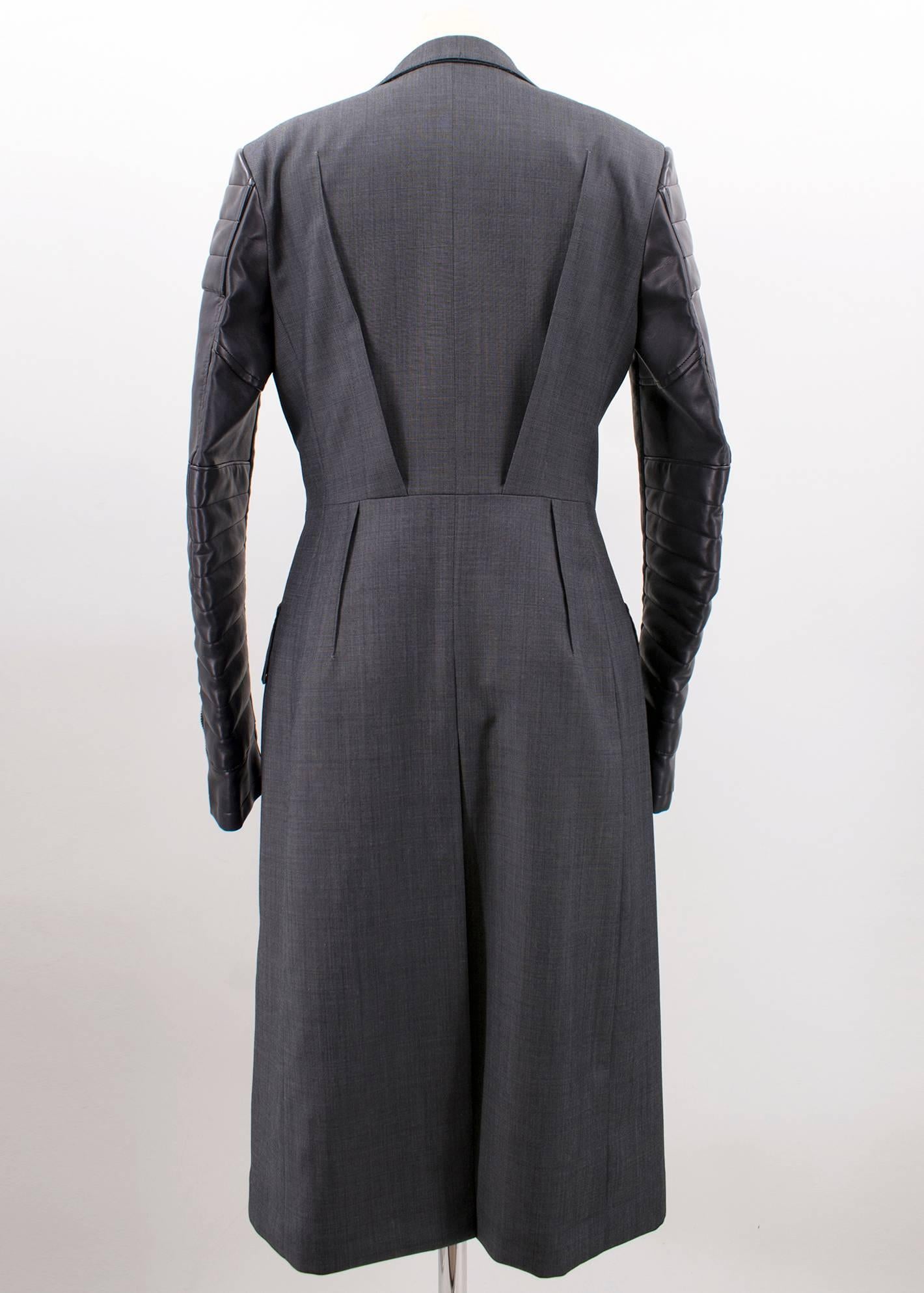Junya Watanabe charcoal wool and faux leather coat In Excellent Condition In London, GB